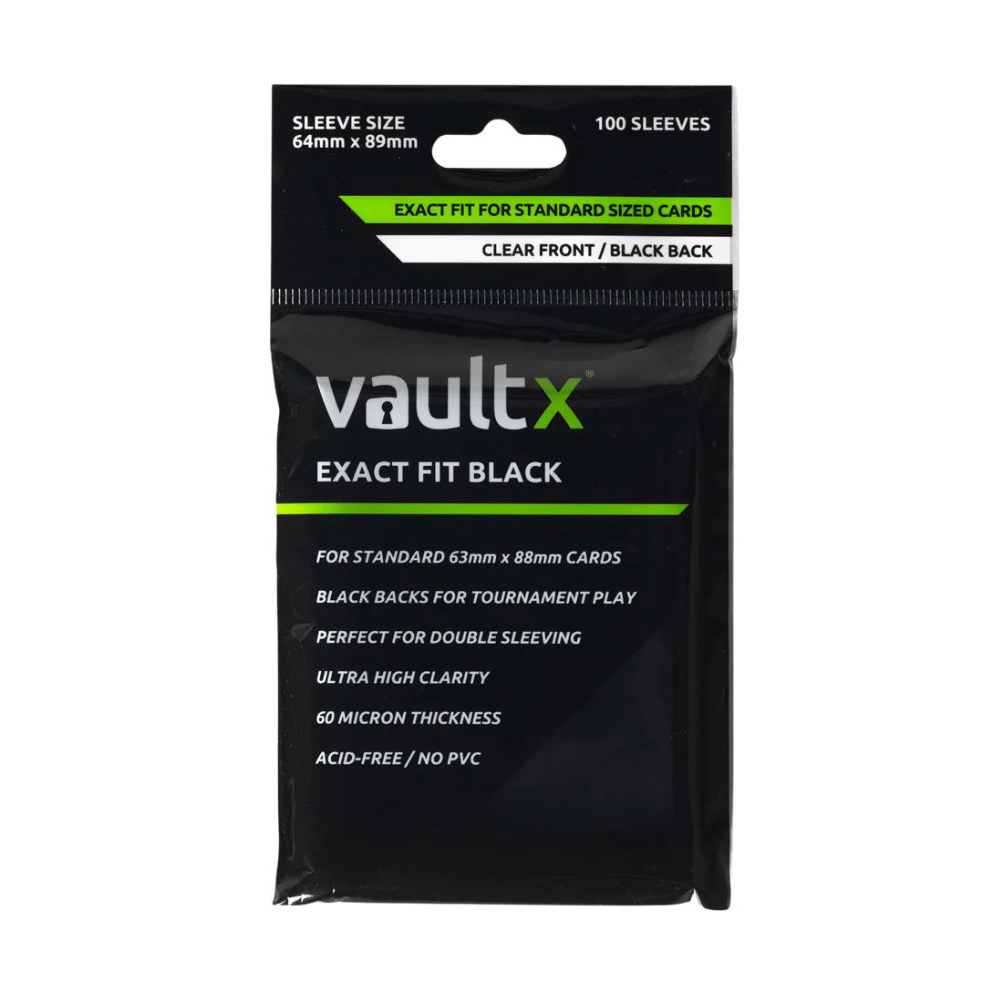VaultX Exact Fit BLACK Card Sleeves (100pk)