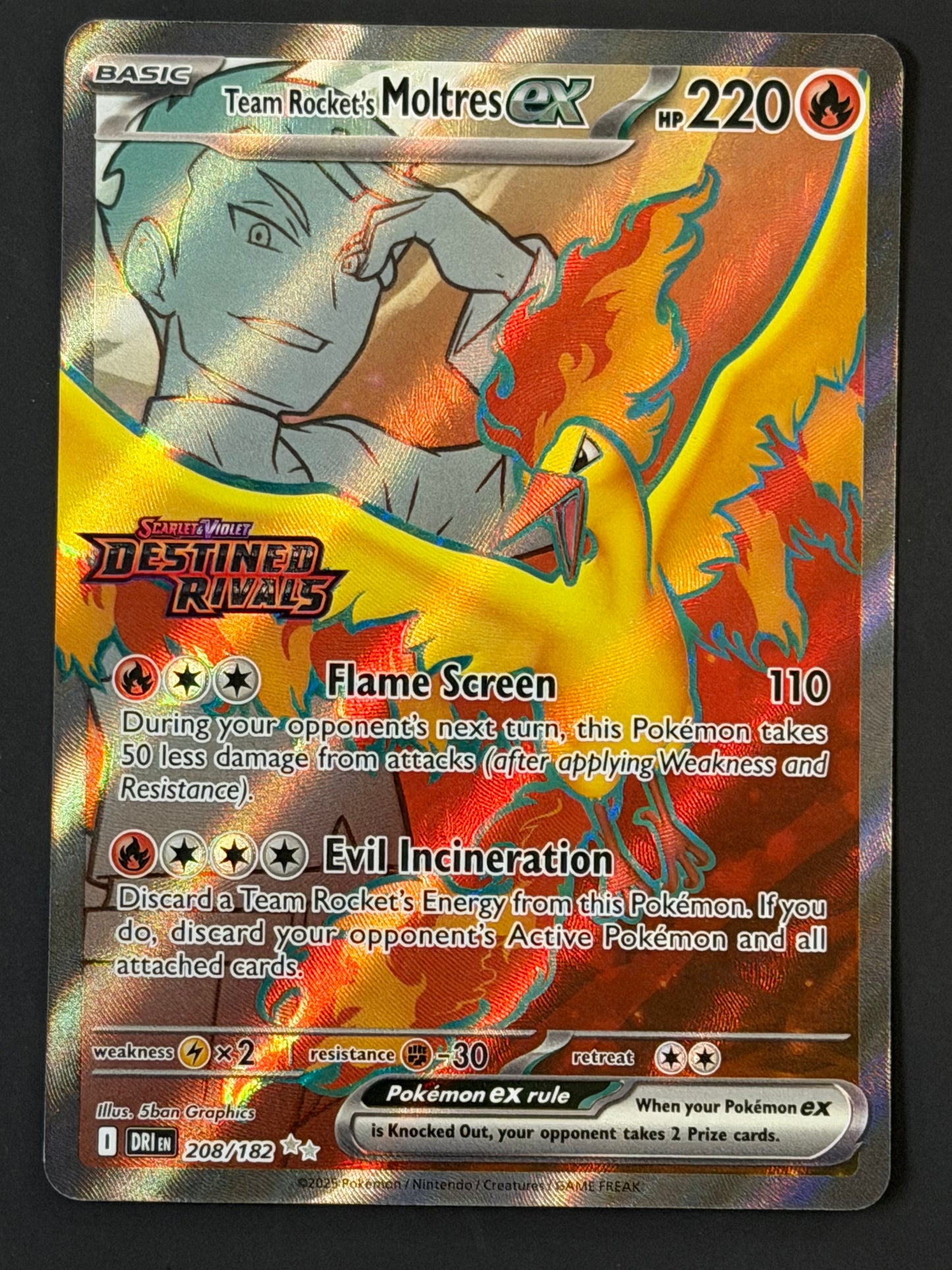208/182 Team Rocket’s Moltres Ex (STAMPED) - Pokémon Destined Rivals Ultra Rare