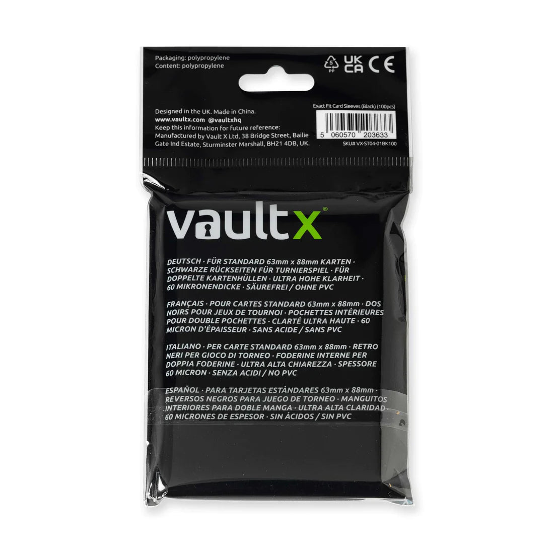 VaultX Exact Fit BLACK Card Sleeves (100pk)