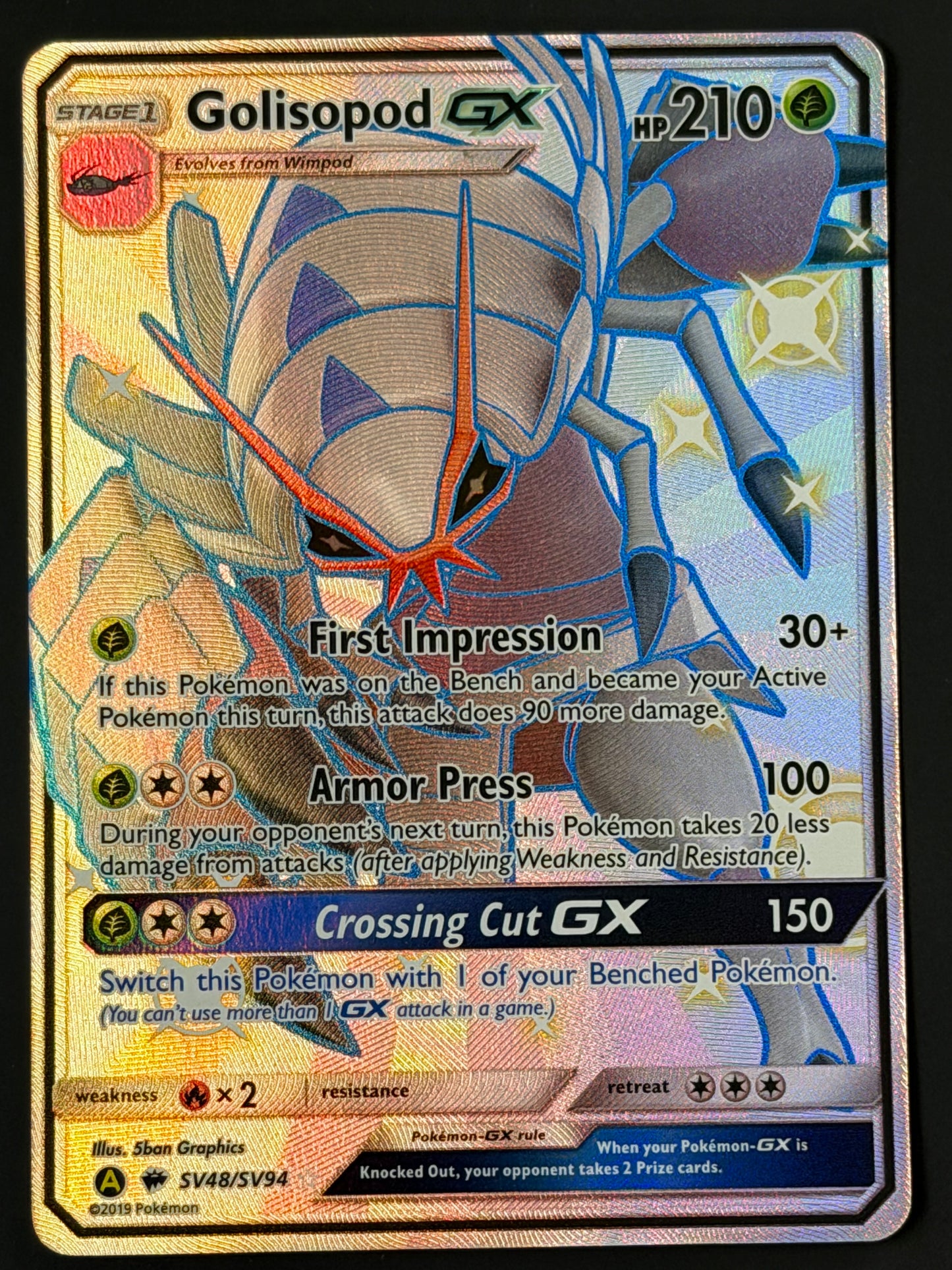 SV48/SV94 Golisopod Gx - Pokémon Hidden Fates Shiny Rare
