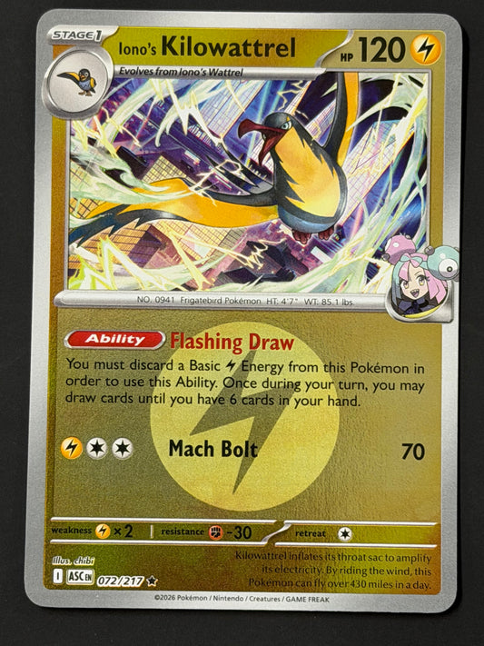 072/217 Iono’s Kilowattrel - Pokémon Ascended Heroes Rare Reverse