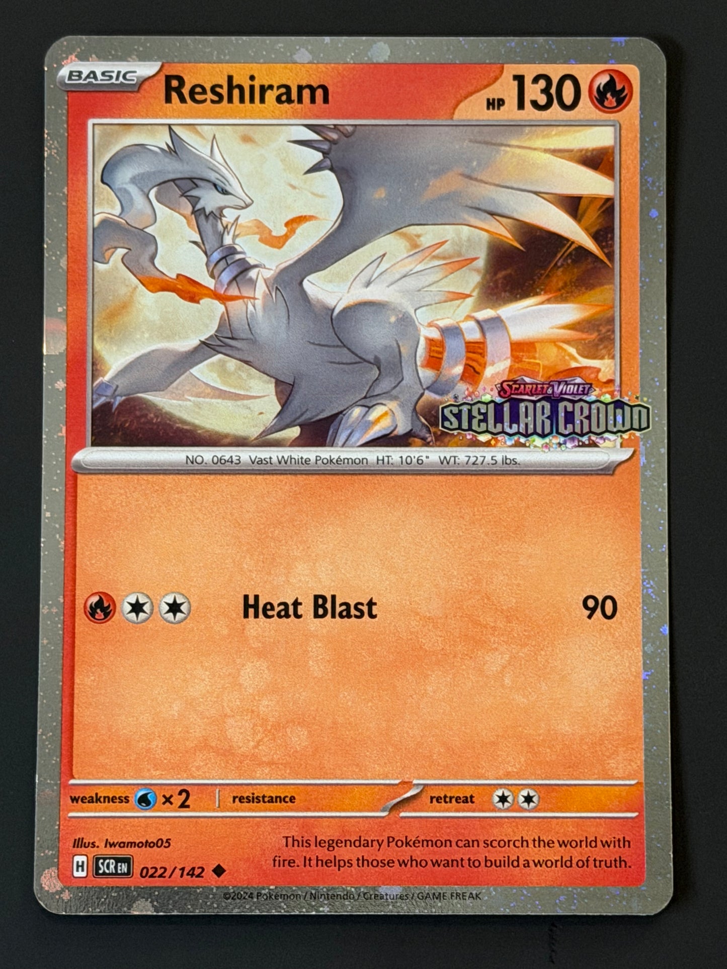 022/142 Reshiram (STAMPED) - Pokémon Stellar Crown Uncommon Holo