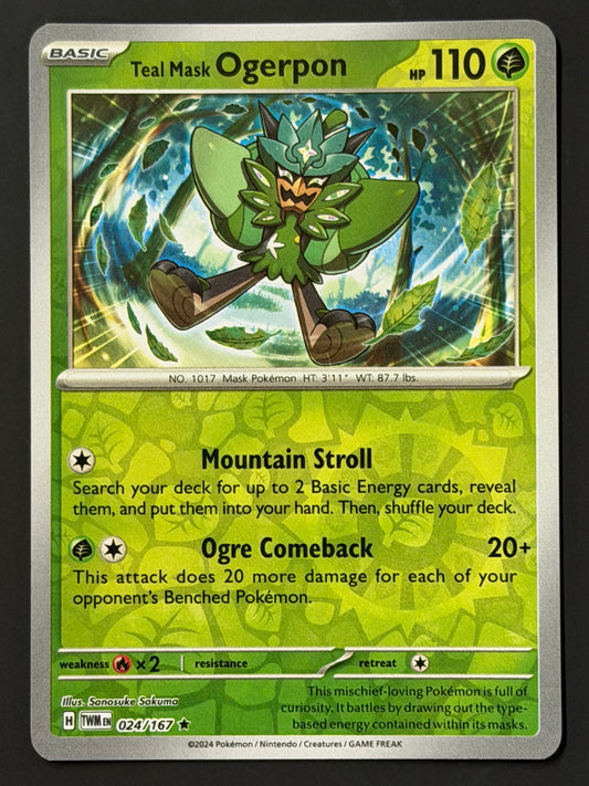 024/167 Teal Mask Ogerpon - Pokémon Twilight Masquerade Rare Reverse