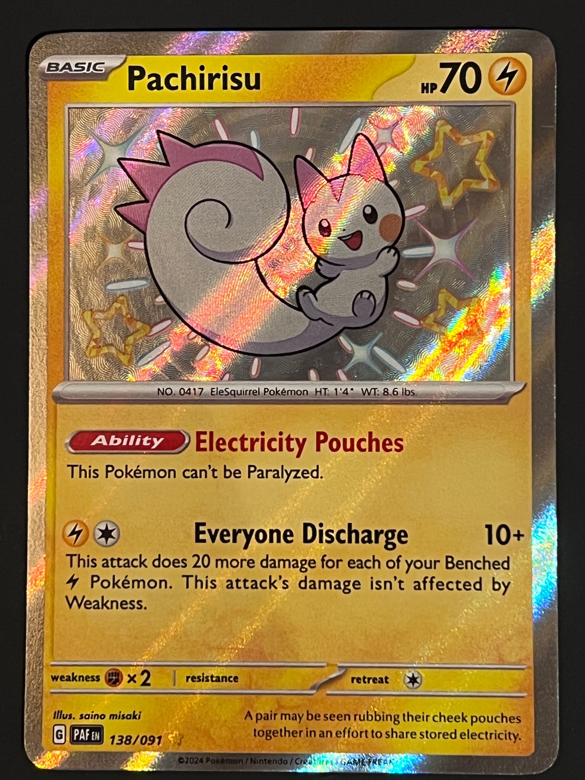 138/091 Pachirisu - Pokmon Paldean Fates Shiny Rare Jarvvos 138/091 Pachirisu - Pokmon Paldean Fates Shiny Rare Jarvvos