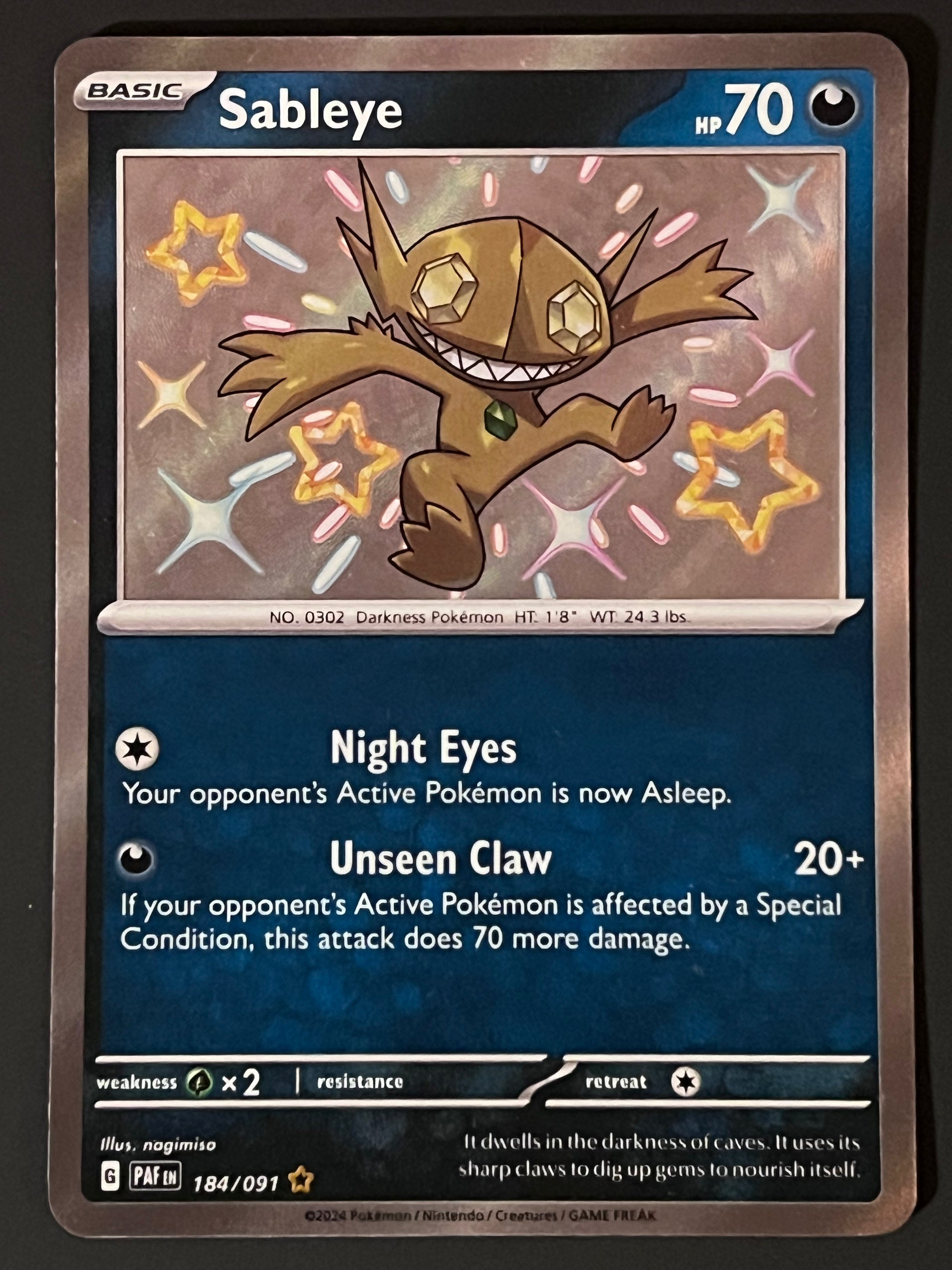 shiny sableye pokemon card 184/091 Sableye