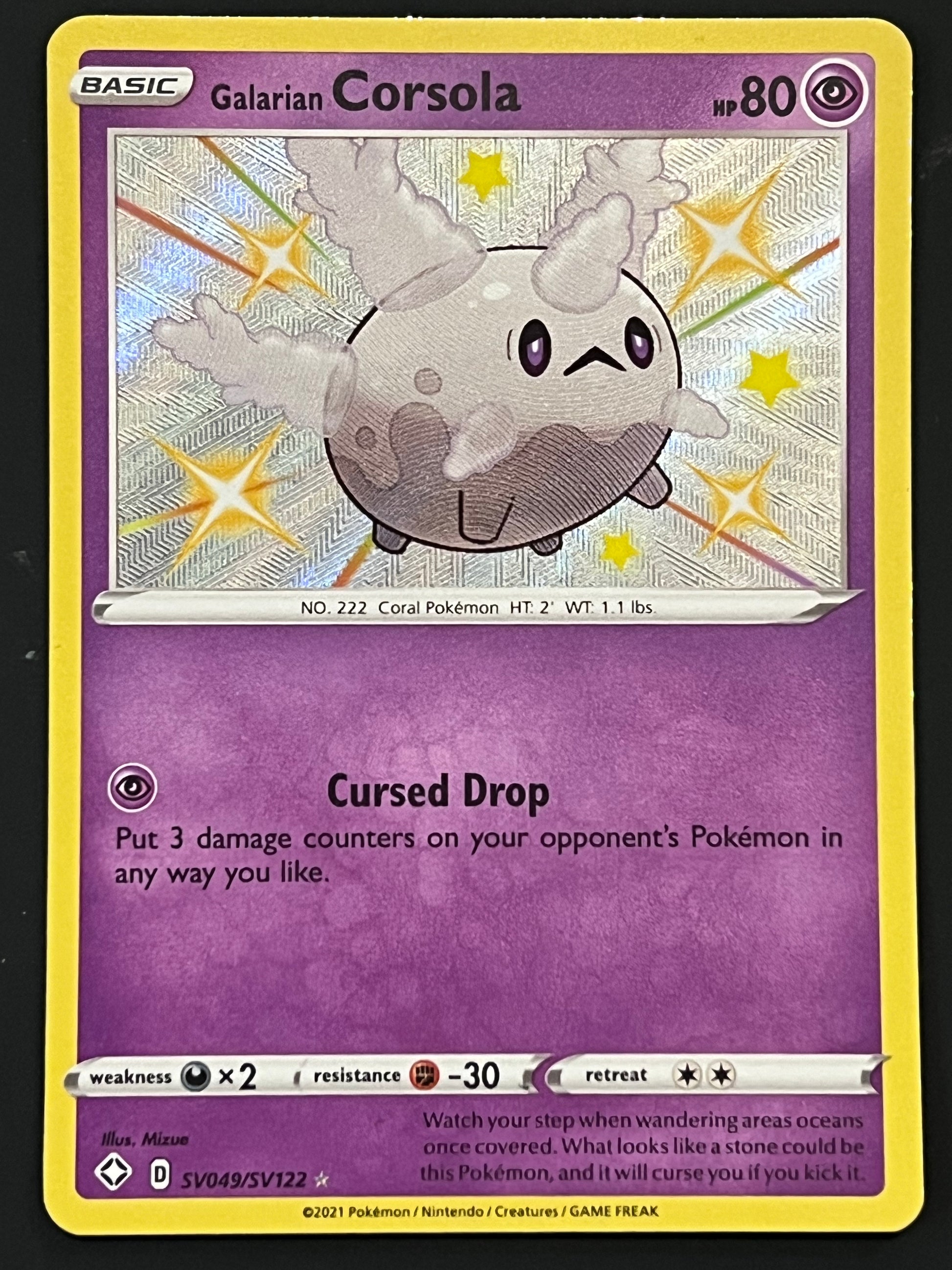Galarian Corsola - SV049/SV122 Shining Fates Rare Shiny Holo Jarvvos Galarian Corsola - SV049/SV122 Shining Fates Rare Shiny Holo Jarvvos