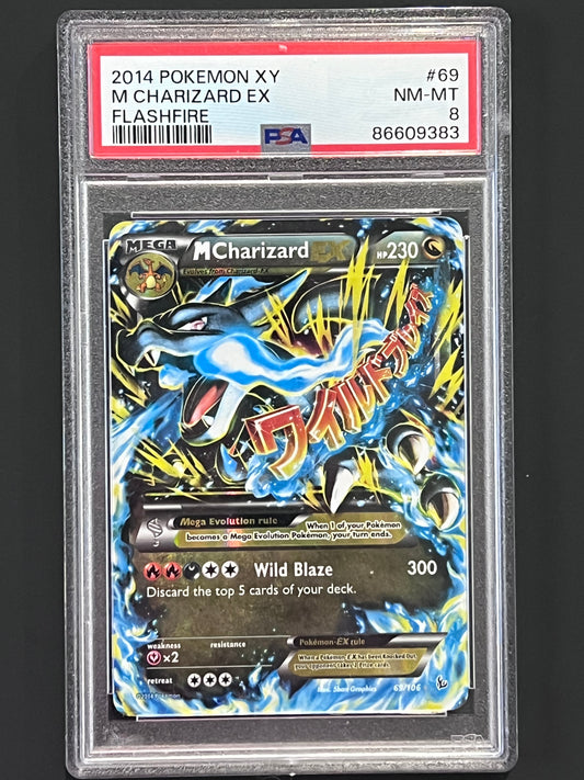 PSA M Charizard Ex - 69/106 2014 Pokémon XY Flashfire NEAR-MINT/MINT Grade 8