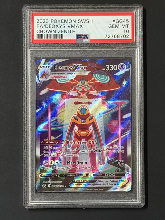 PSA Deoxys VMax - GG45/GG70 Crown Zenith Ultra Rare GEM MINT Grade 10