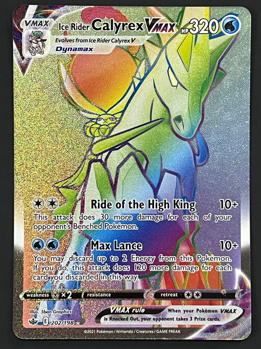 202/198 Ice Rider Calyrex VMax - Pokémon Chilling Reign Rainbow Secret Rare