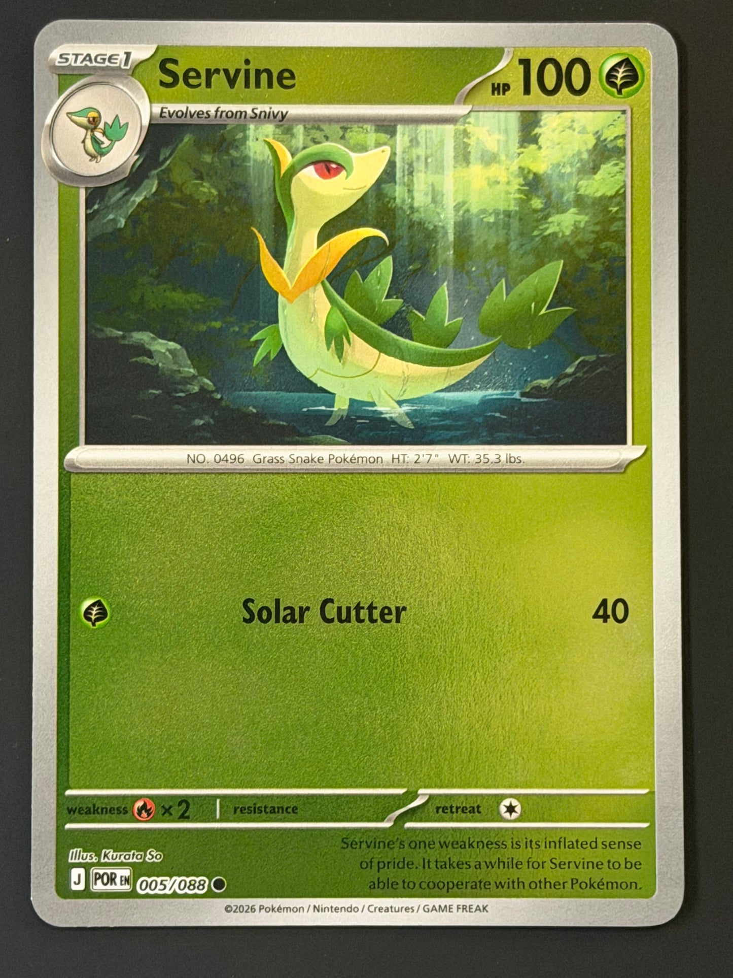 005/088 Servine - Pokémon Perfect Order Common Reverse