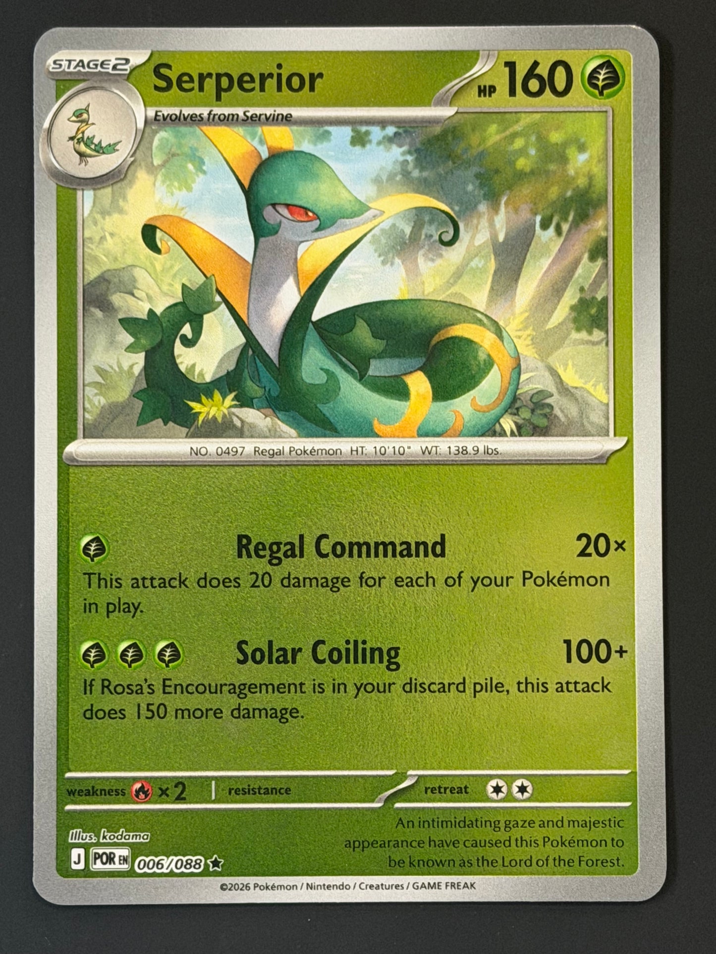 006/088 Serperior - Pokémon Perfect Order Rare Reverse