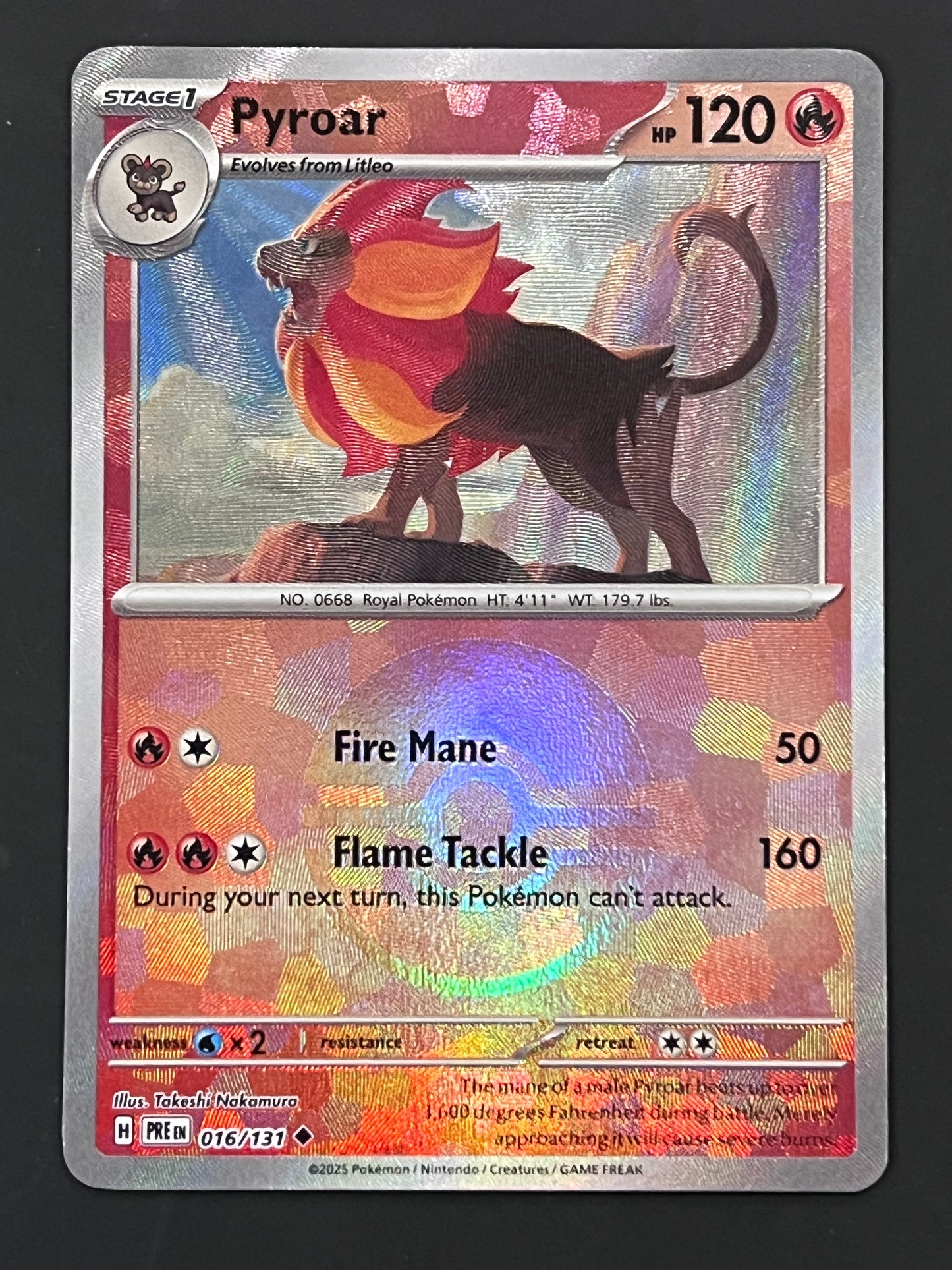 016/131 Pyroar - Pokémon Prismatic Evolutions Uncommon Reverse POKEBALL