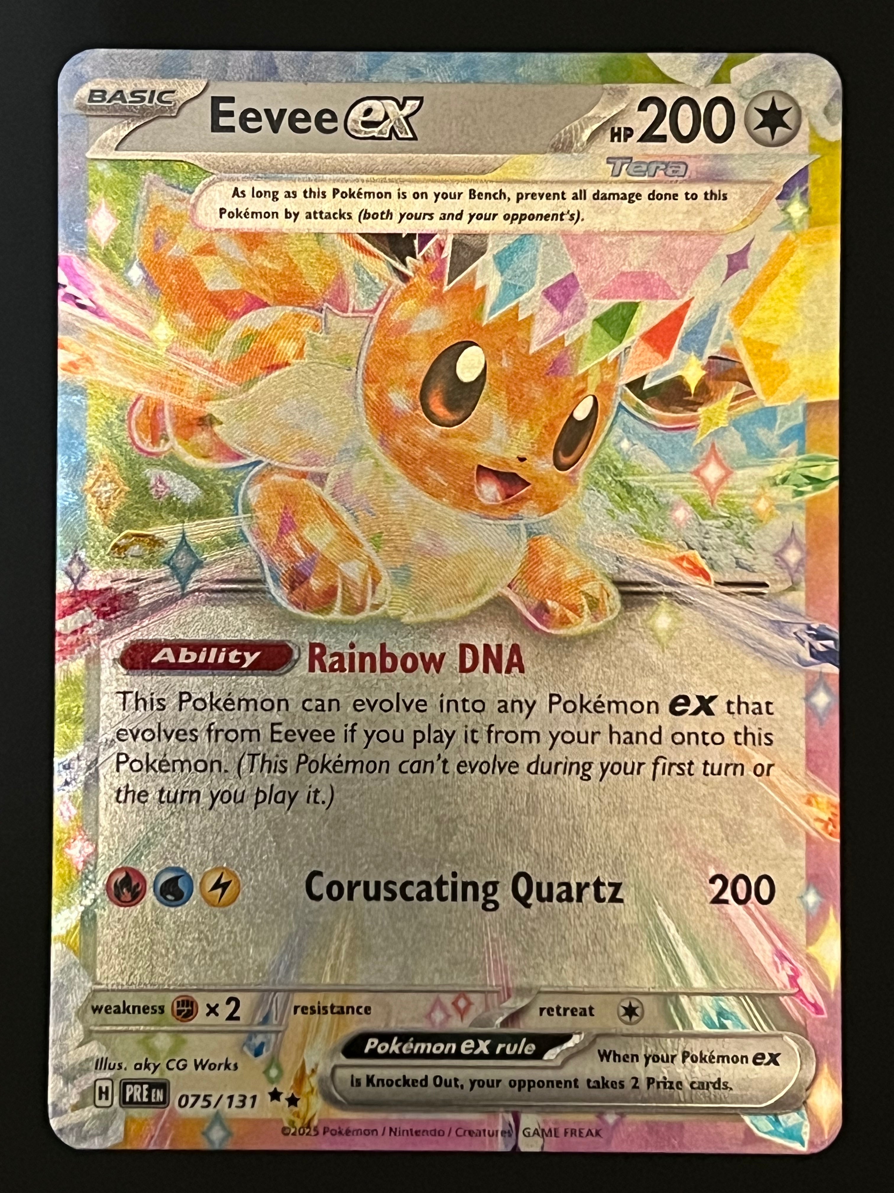 75 Stamped Pokemon TCG Card - Eevee Ex 075/131 (Prismatic Evolutions) - Double Rare Foil Single Card Pokemon Card 75 Stamped Pokemon TCG Card - Eevee Ex 075/131 (Prismatic Evolutions) - Double Rare Foil Single Card Pokemon Card