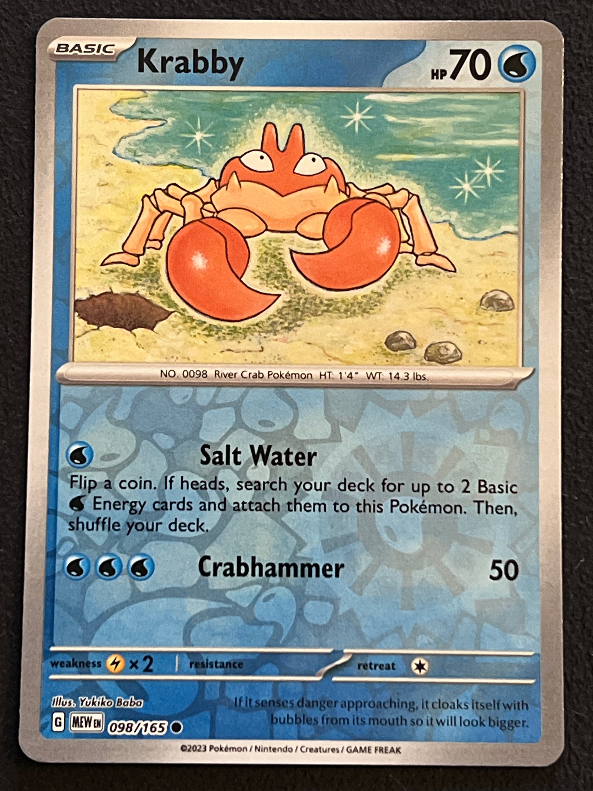 pokemon krabby card 098/165 Krabby