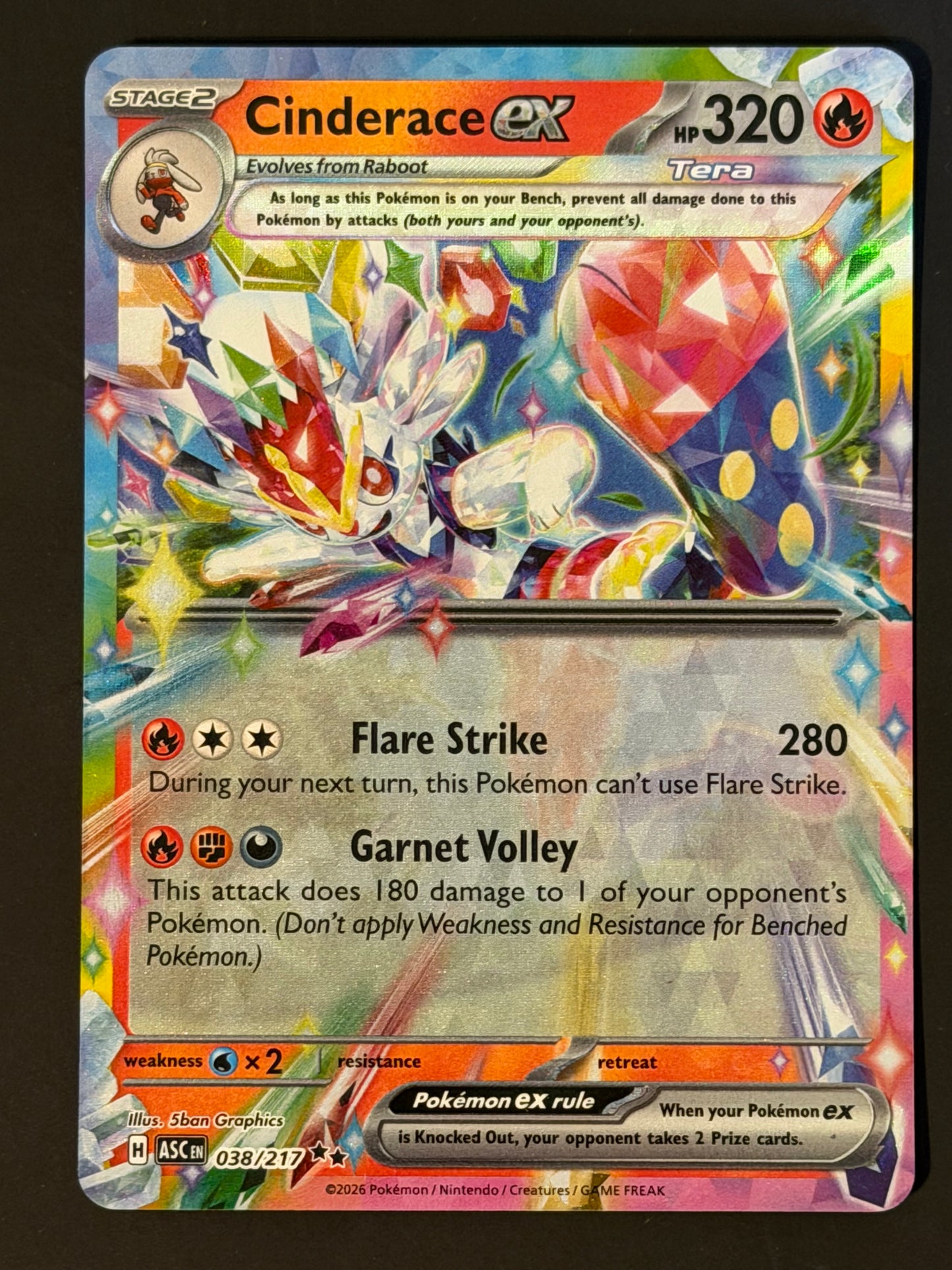 038/217 Cinderace ex - Pokémon Ascended Heroes Double Rare