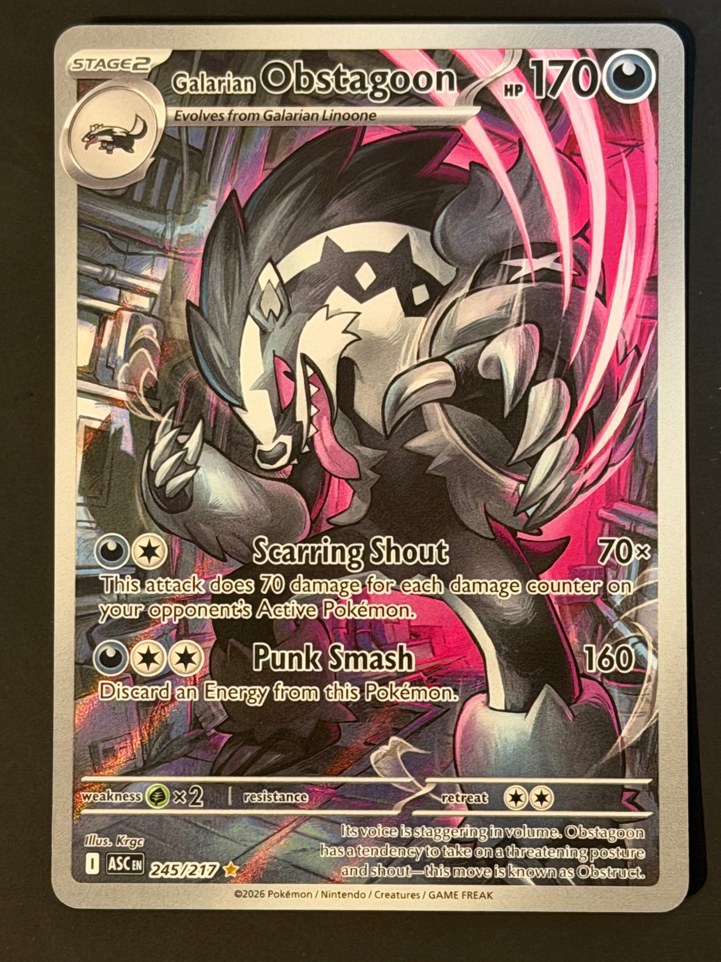 245/217 Galarian Obstagoon - Pokémon Ascended Heroes Illustration Rare