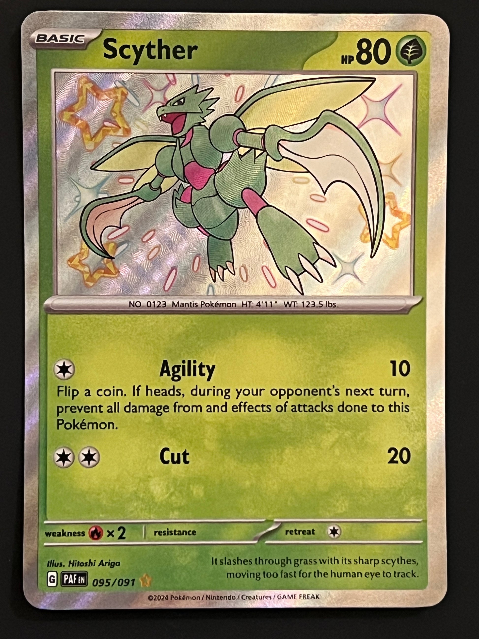shiny scyther pokemon card 095/091 Scyther