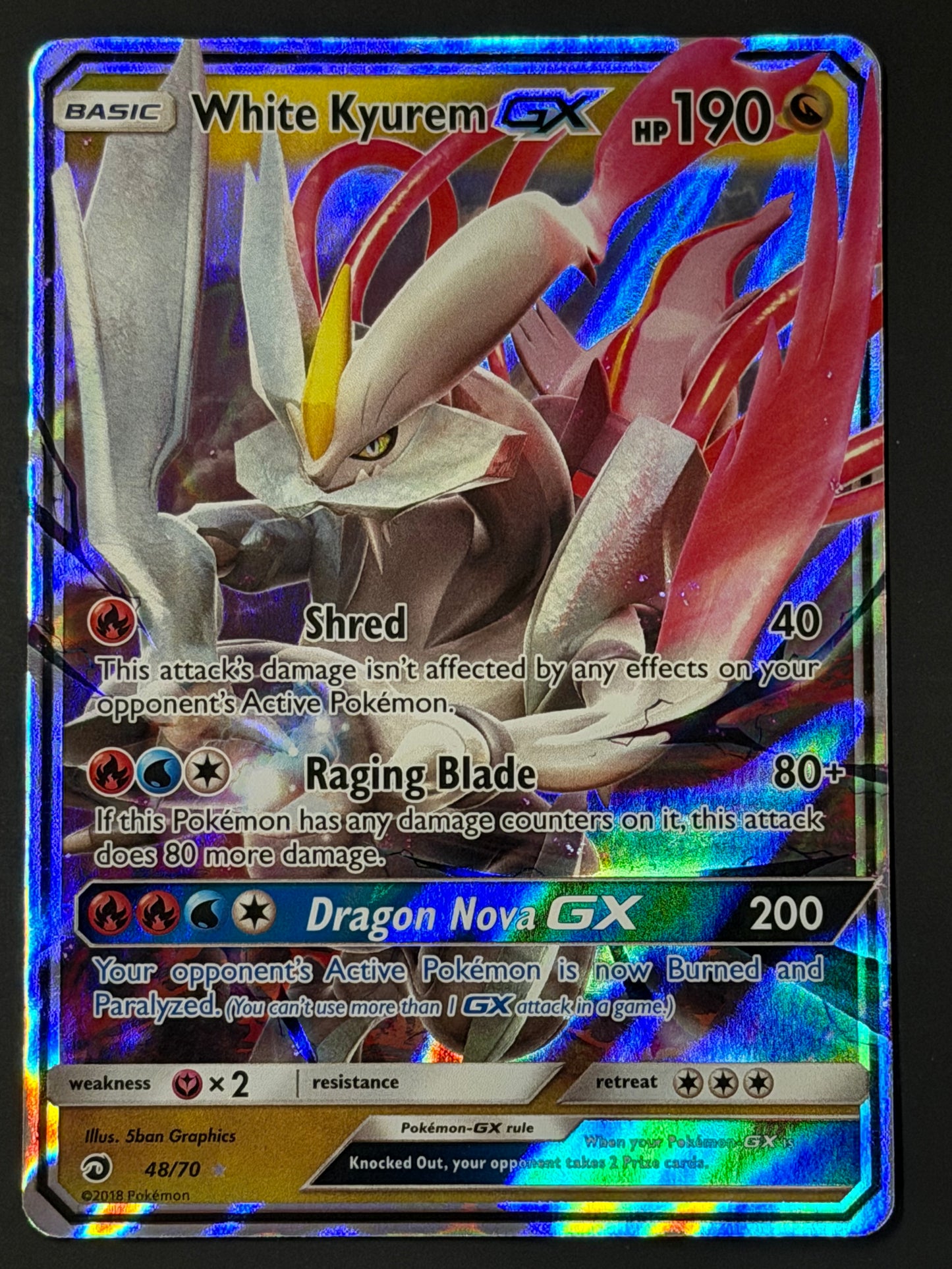 48/70 White Kyurem Gx - Pokémon Dragon Majesty Ultra Rare