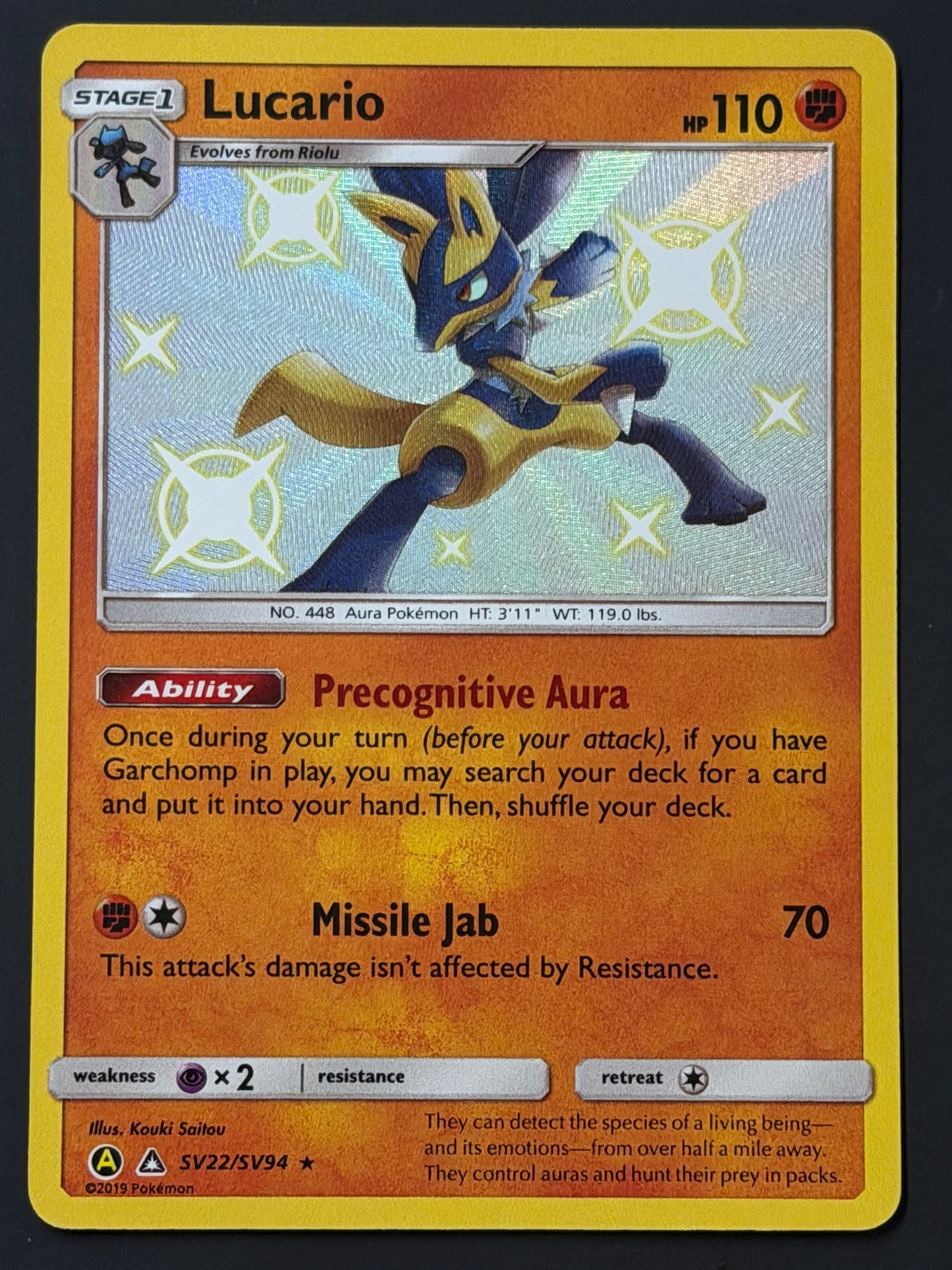 SV22/SV94 Lucario - Pokémon Hidden Fates Shiny Rare