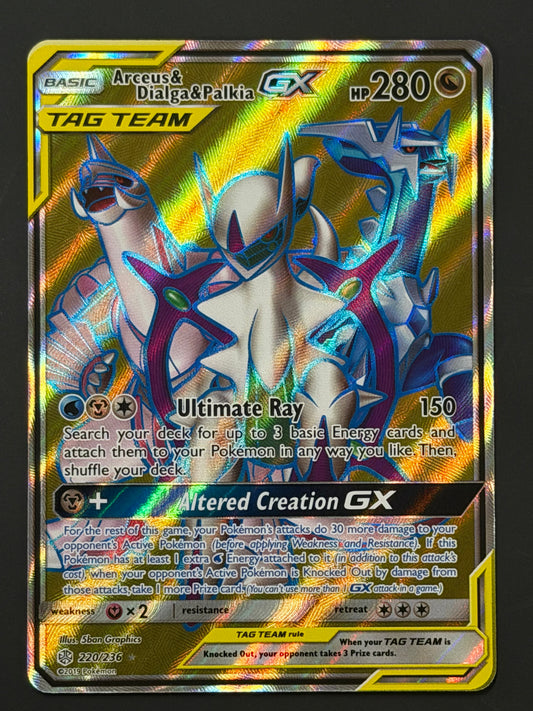 220/236 Arceus & Dialga & Palkia Gx - Pokémon Cosmic Eclipse Tag Team Full Art