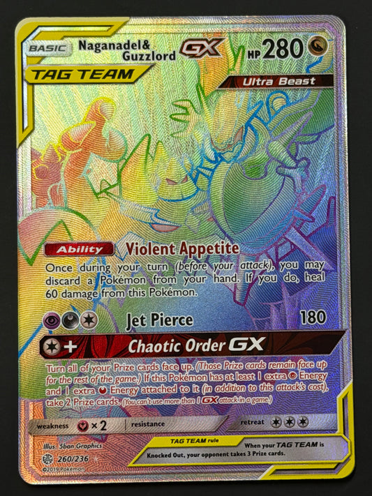 260/236 Nagandel & Guzzlord Gx - Pokémon Cosmic Eclipse Tag Team Rainbow Secret Rare