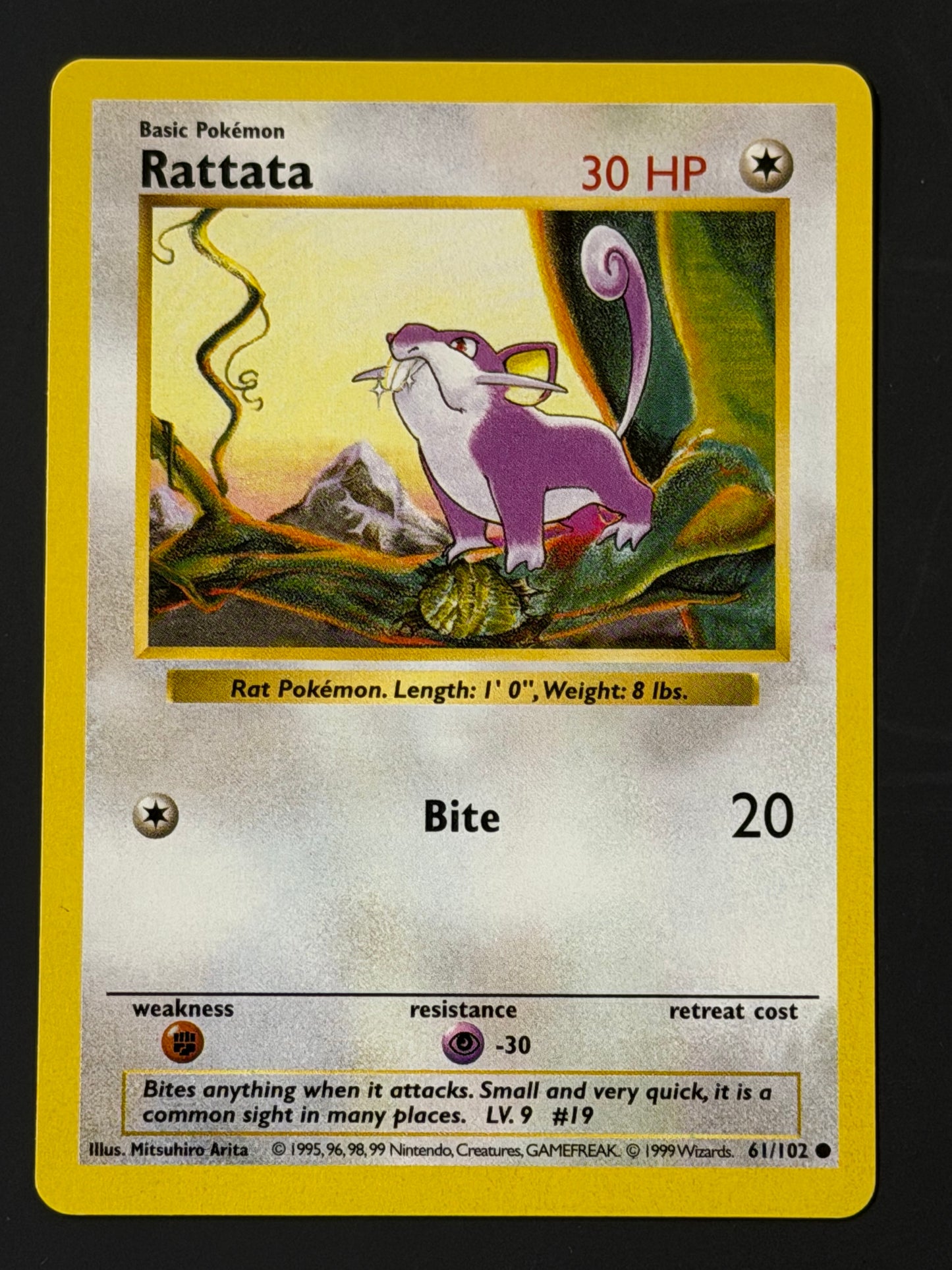 061/102 Rattata - Pokémon Shadowless Base Common