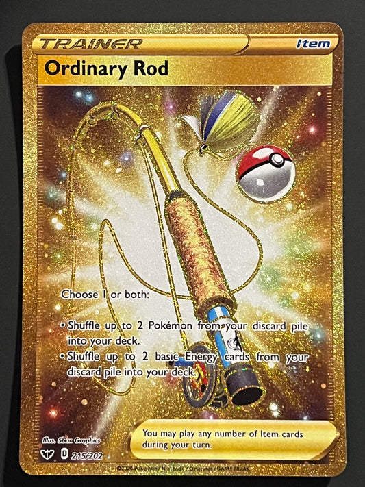 215/202 Ordinary Rod - Sword/Shield Base Gold Secret Rare
