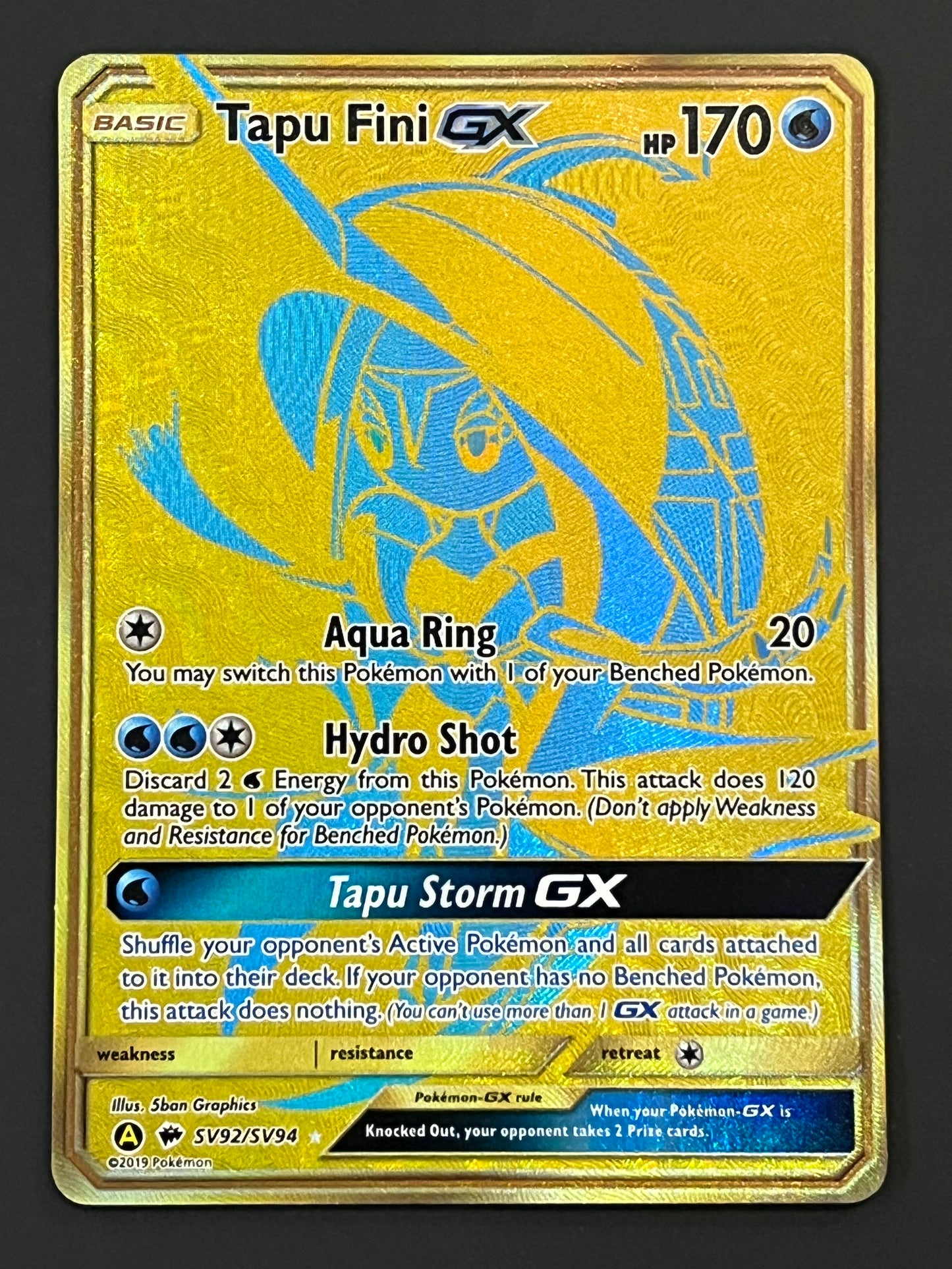 SV92/SV94 Tapu Fini Gx - Pokémon Hidden Fates Gold Secret Rare