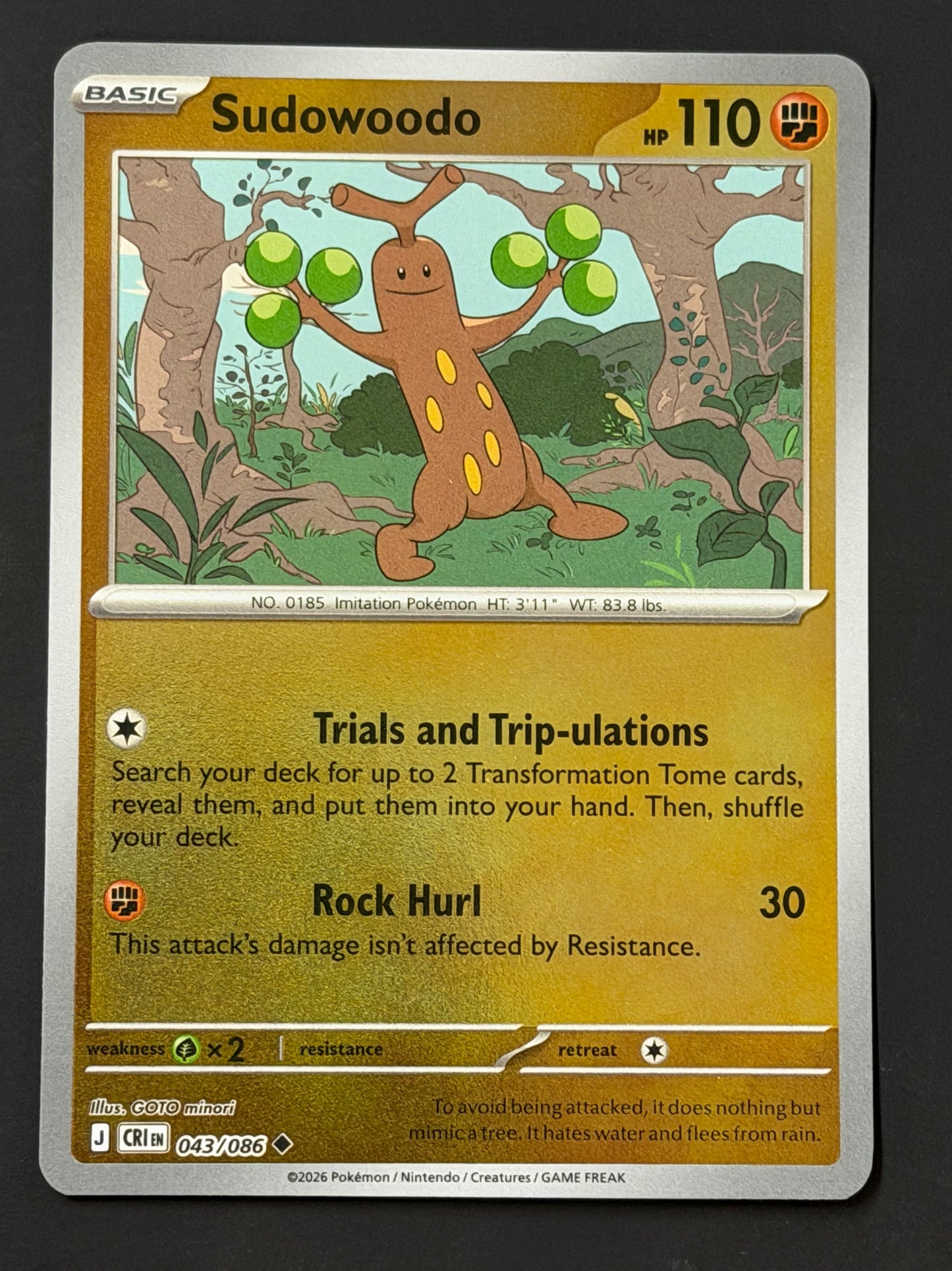 043/086 Sudowoodo - Pokémon Chaos Rising Uncommon Reverse
