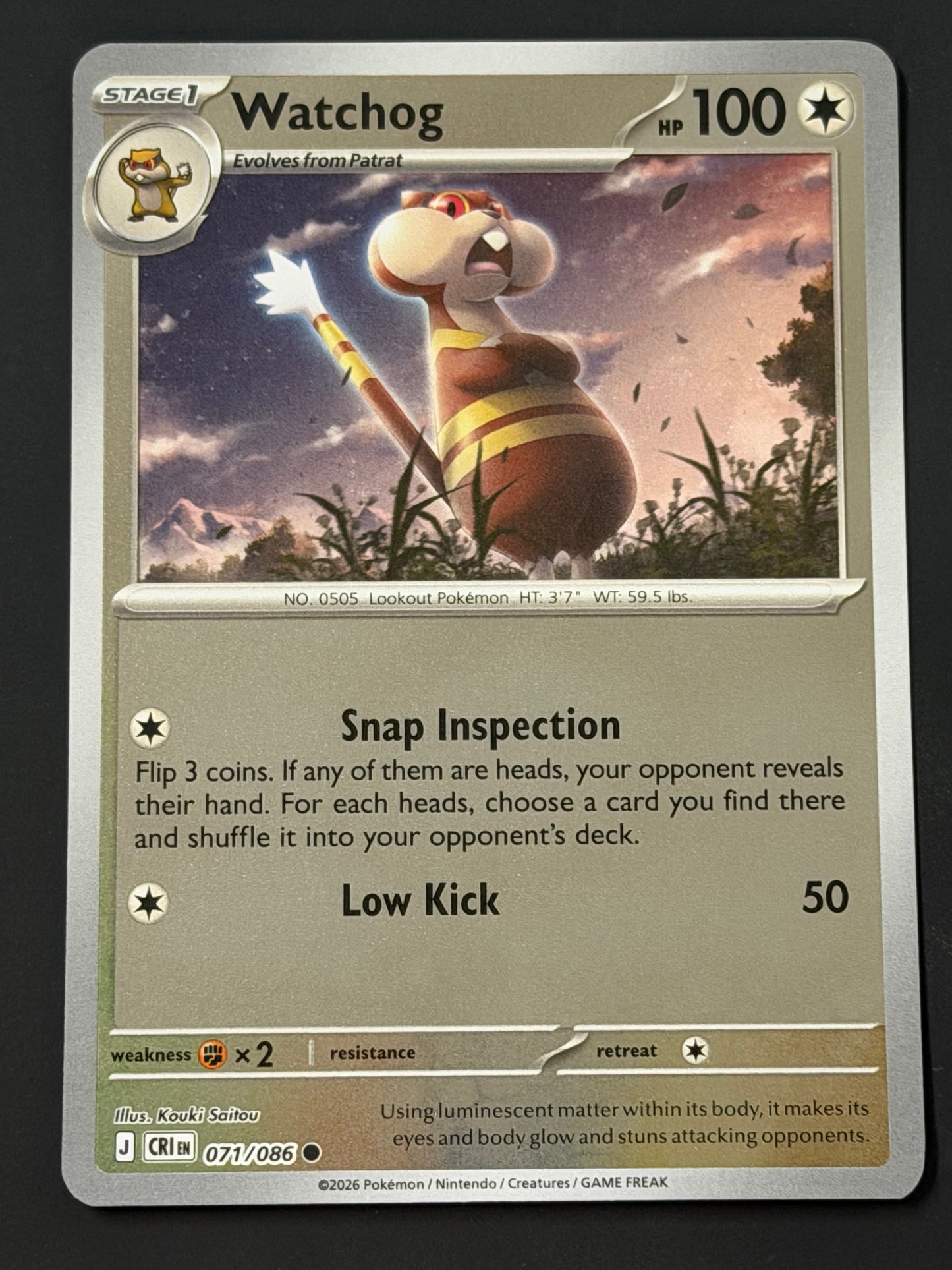 071/086 Watchog - Pokémon Chaos Rising Common Reverse