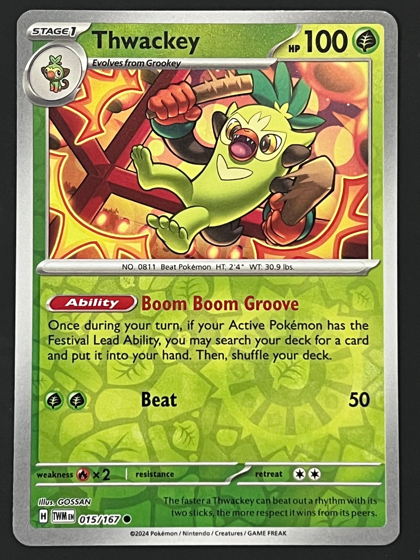 015/167 Thwackey - Pokémon Twilight Masquerade Common Reverse