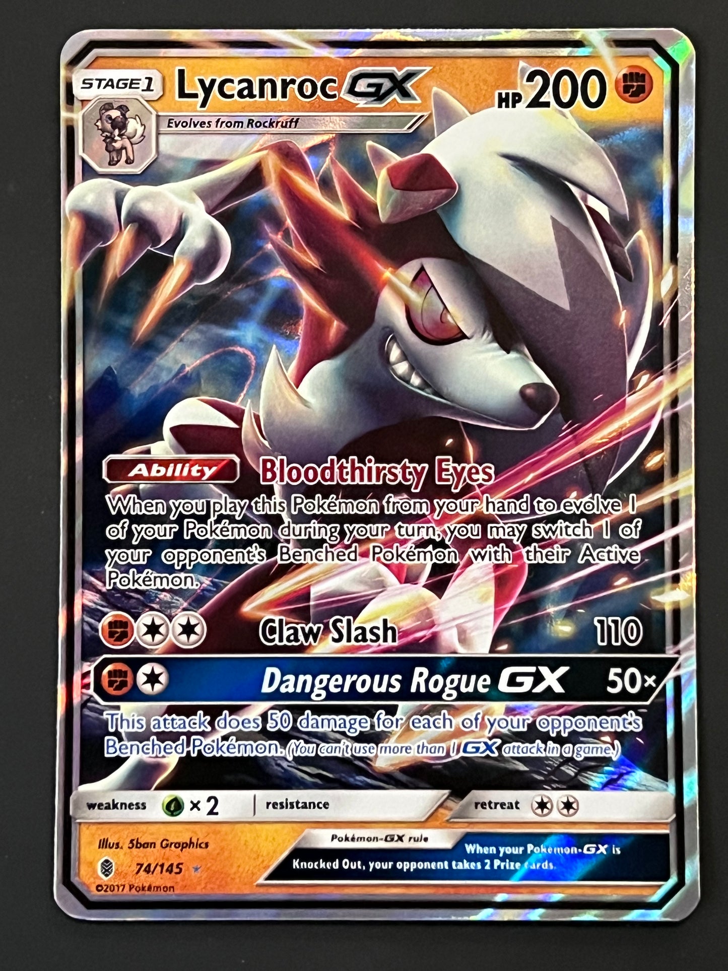074/145 Lycanroc Gx - Pokémon Guardians Rising Ultra Rare