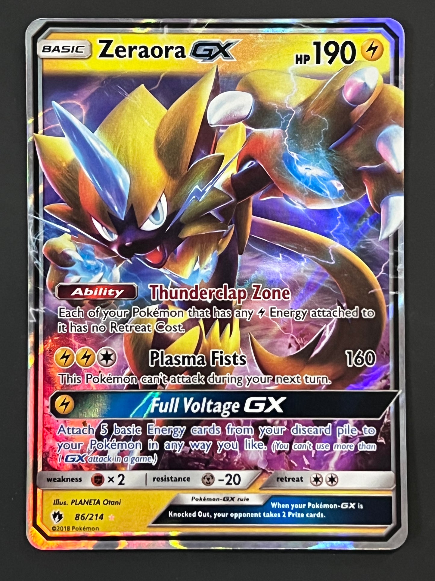 086/214 Zeraora Gx - Pokémon Lost Thunder Ultra Rare