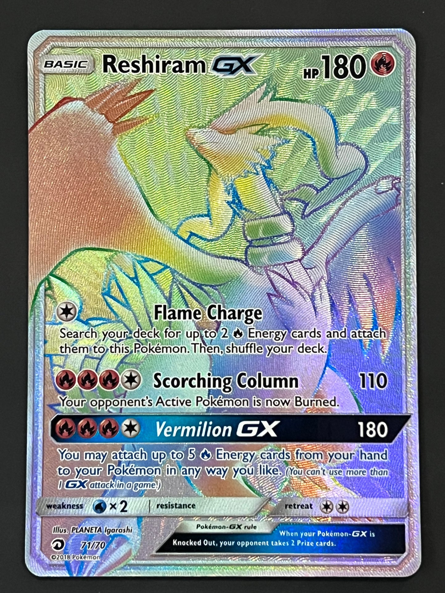 71/70 Reshiram Gx - Pokémon Dragon Majesty Rainbow Secret Rare
