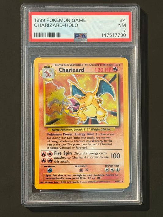 PSA Charizard - 4/102 Base Set Unlimited Holo Rare NEAR-MINT Grade 7