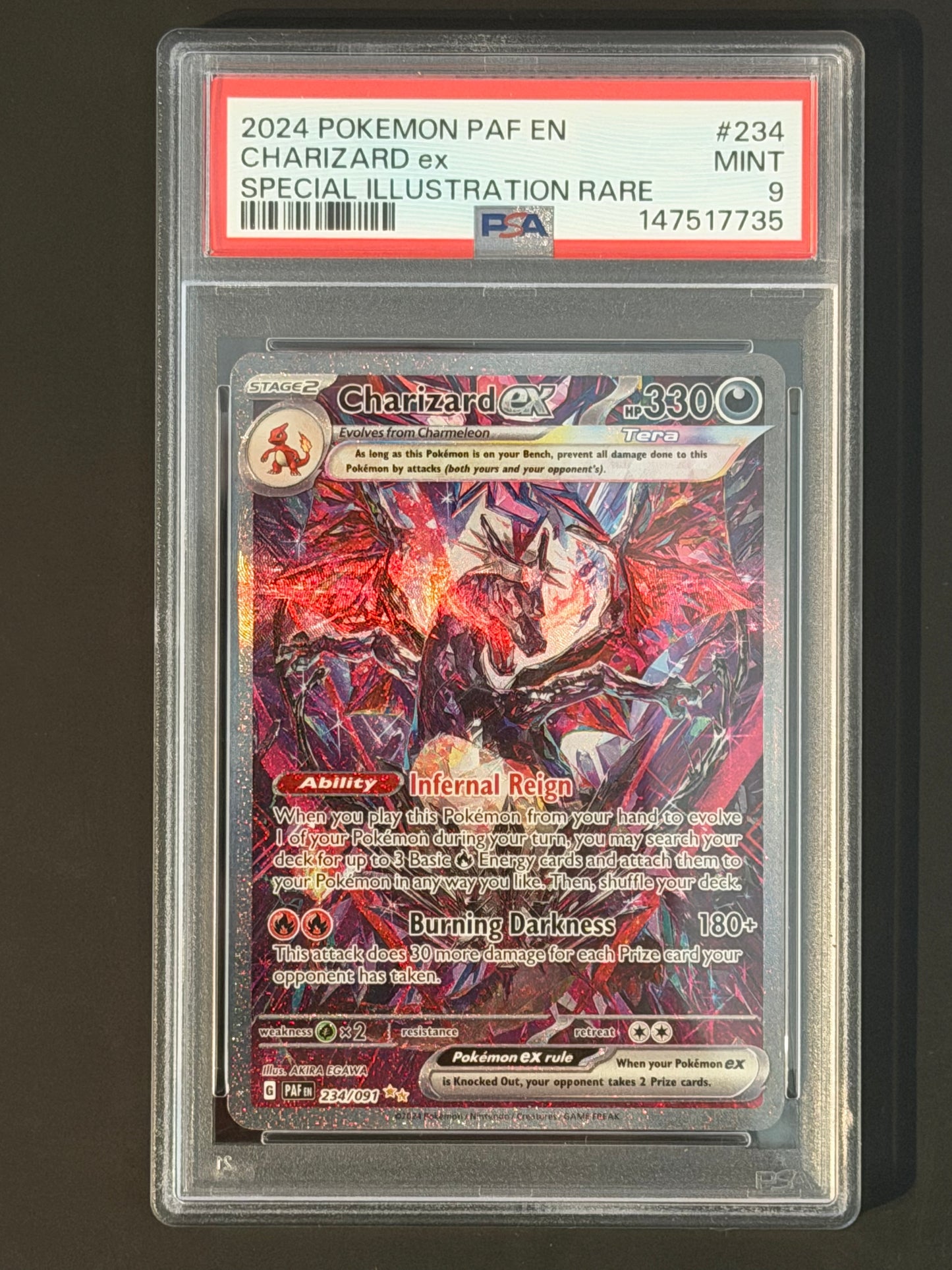 PSA Charizard Ex - 234/091 Paldean Fates Special Illustration Rare MINT Grade 9
