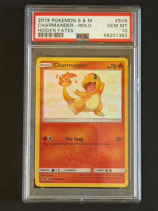 PSA Charmander - SV6/SV94 Hidden Fates Shiny Rare GEM MINT Grade 10