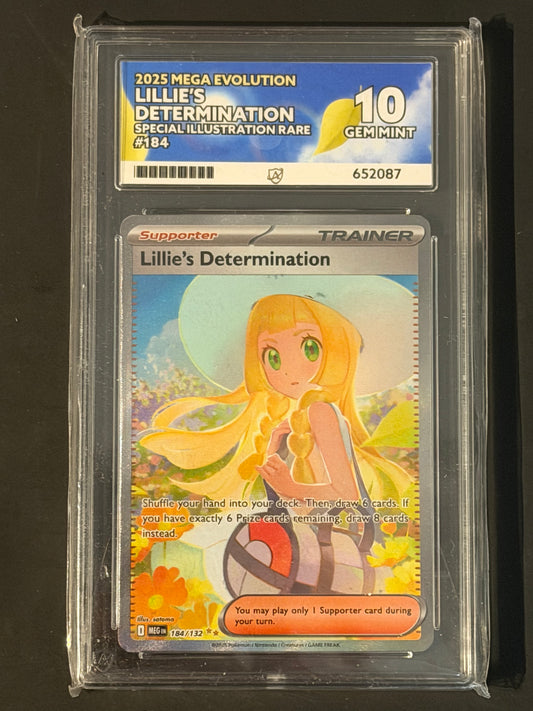 ACE Lillie’s Determination - 184/132 Mega Evolution Special Illustration Rare GEM MINT Grade 10