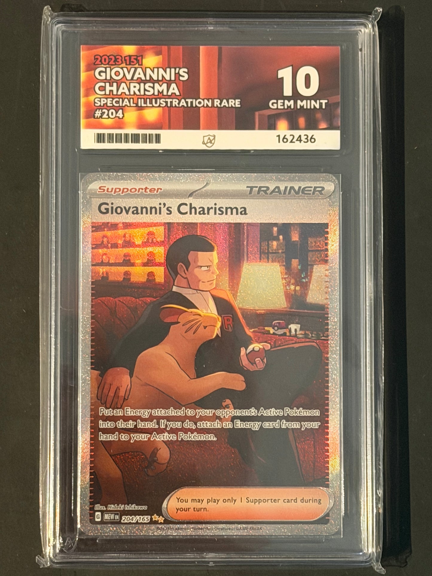 ACE Giovanni’s Charisma - 204/165 151 Special Illustration Rare GEM MINT Grade 10