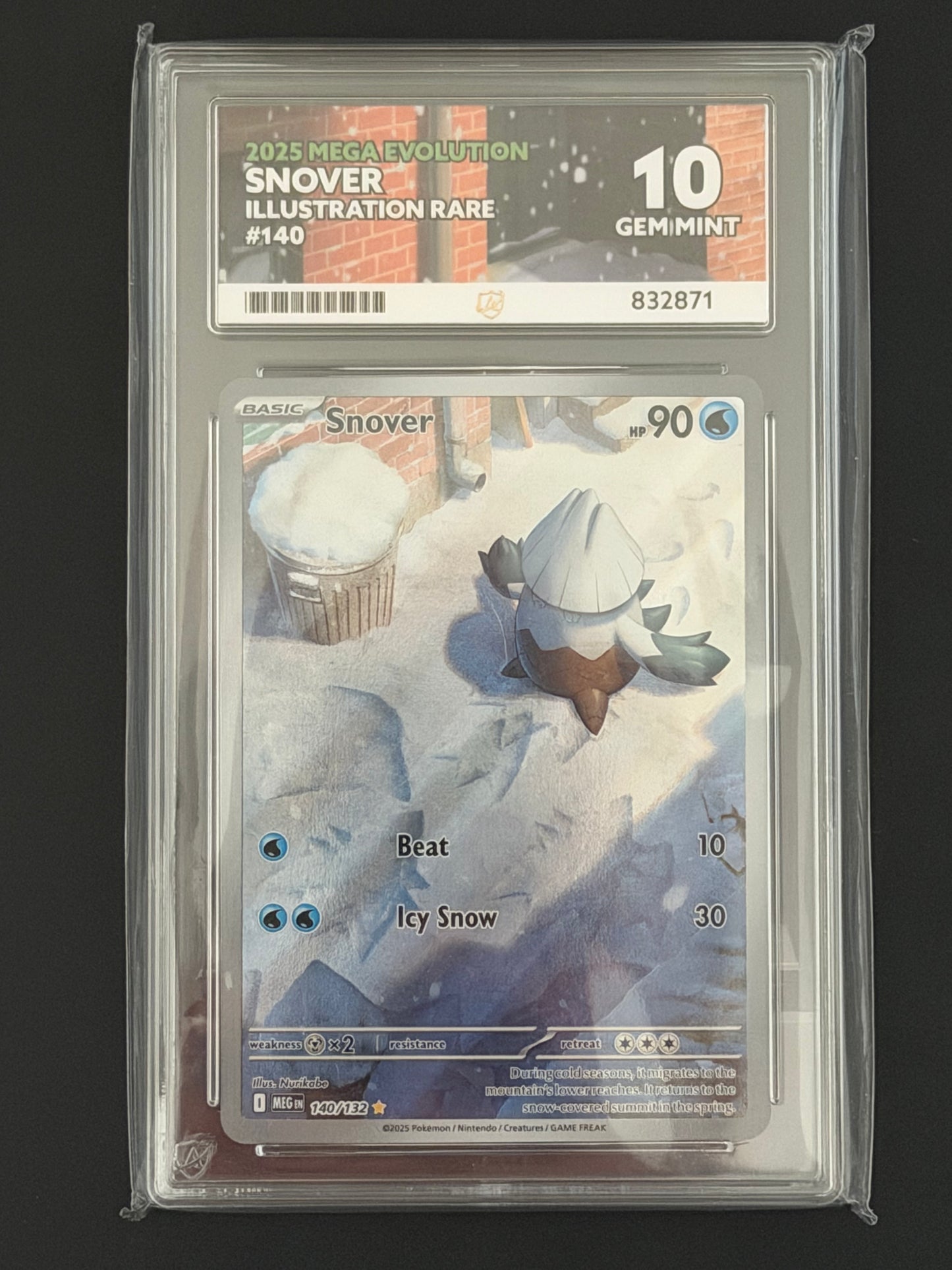 ACE Snover - 140/132 Mega Evolution Illustration Rare GEM MINT Grade 10