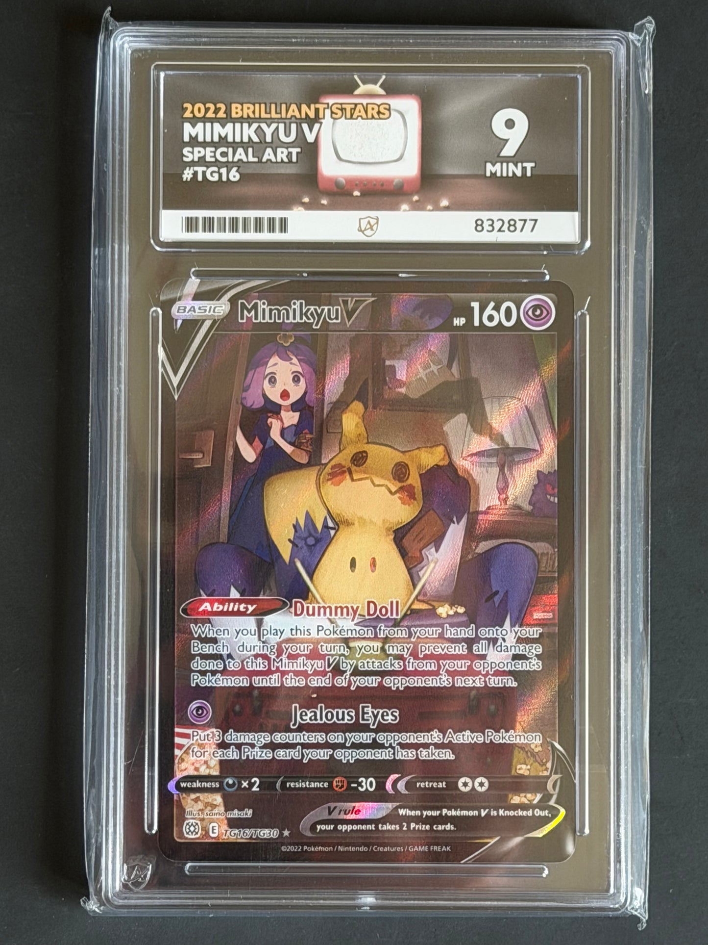 ACE Mimikyu V - TG16/TG30 Brilliant Stars Trainer Gallery MINT Grade 9