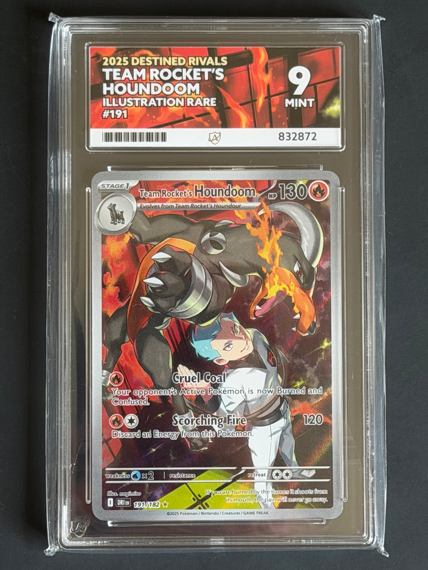 ACE Team Rocket’s Houndoom - 191/183 Destined Rivals Illustration Rare MINT Grade 9