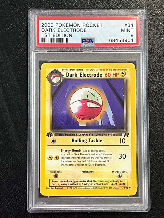 PSA Dark Electrode - 34/82 Team Rocket 1st Edition MINT Grade 9