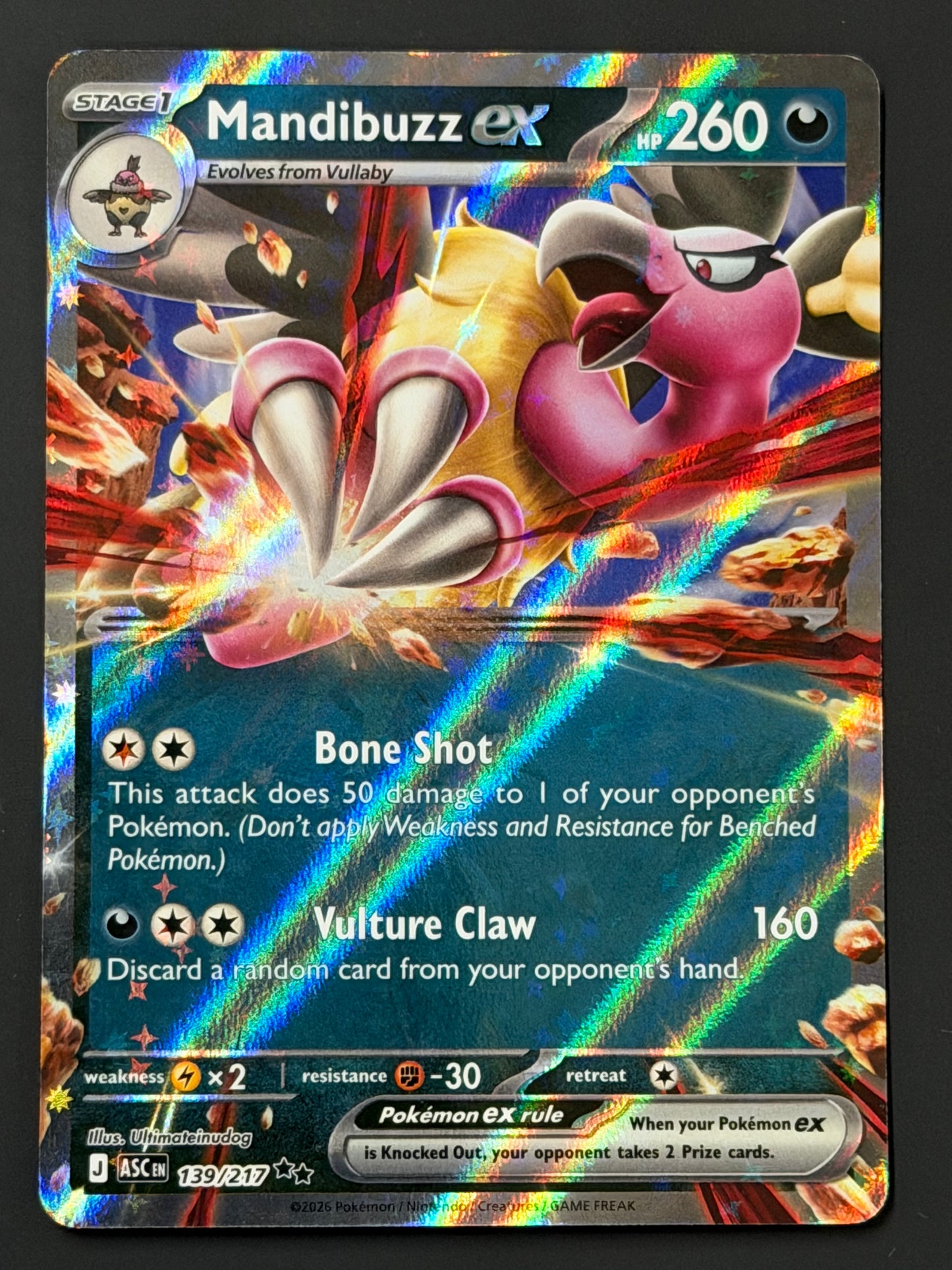 139/217 Mandibuzz ex - Pokémon Ascended Heroes Double Rare