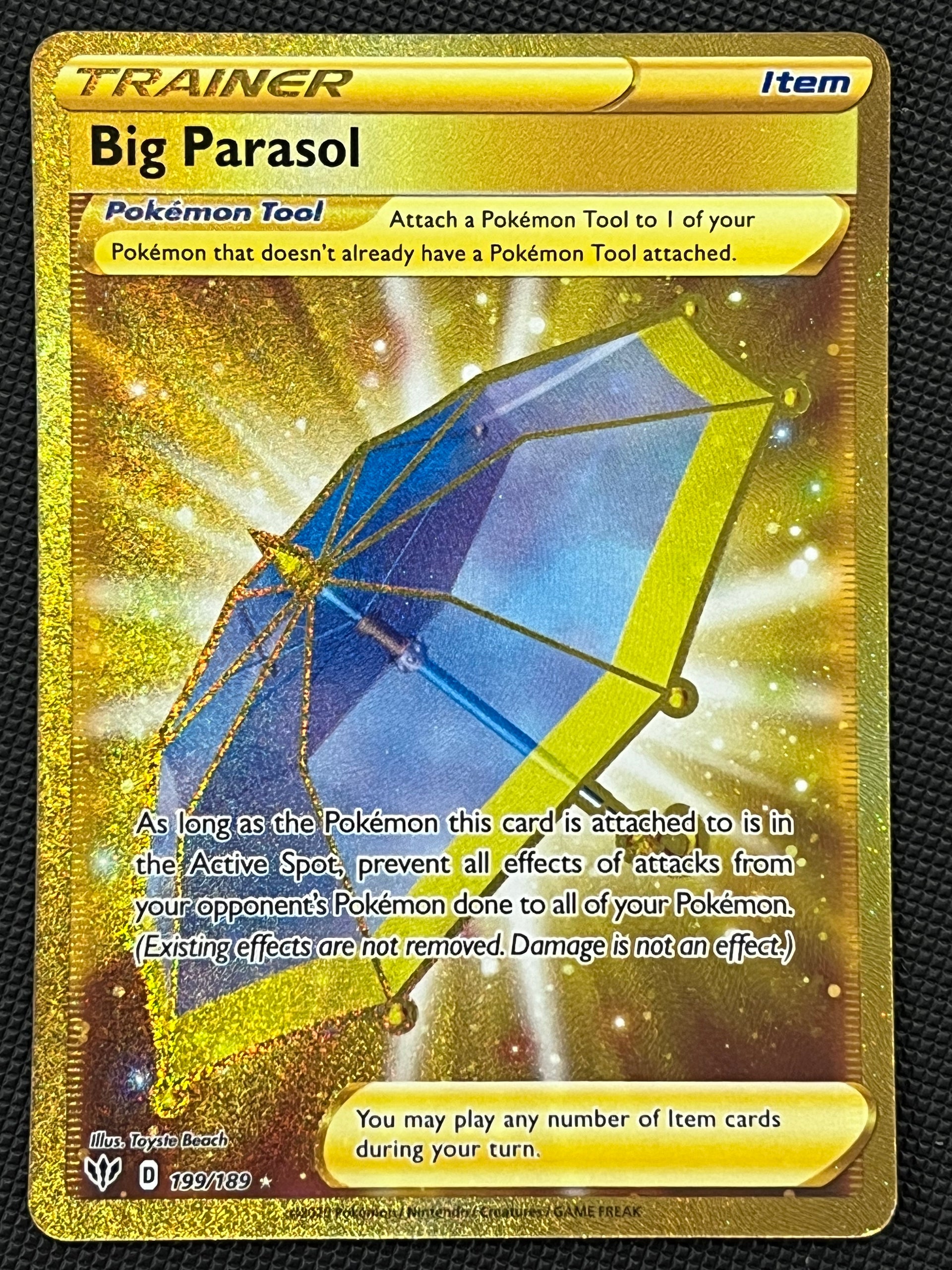 big parasol pokemon card gold 199/189 Big Parasol