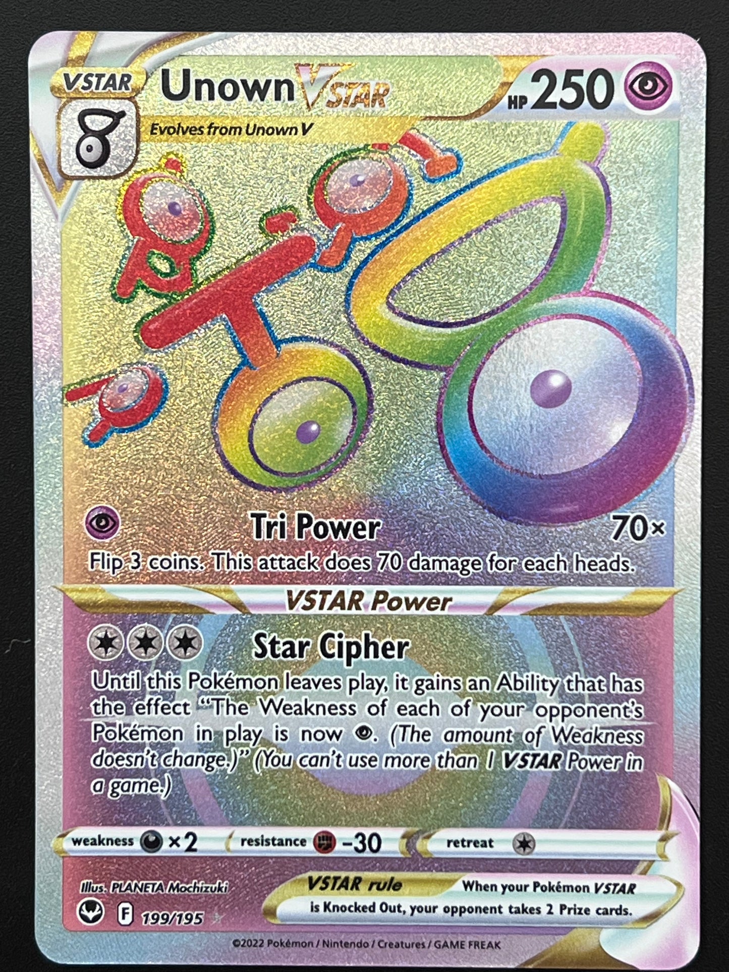 199/195 Unown VStar - Pokémon Silver Tempest Rainbow Secret Rare
