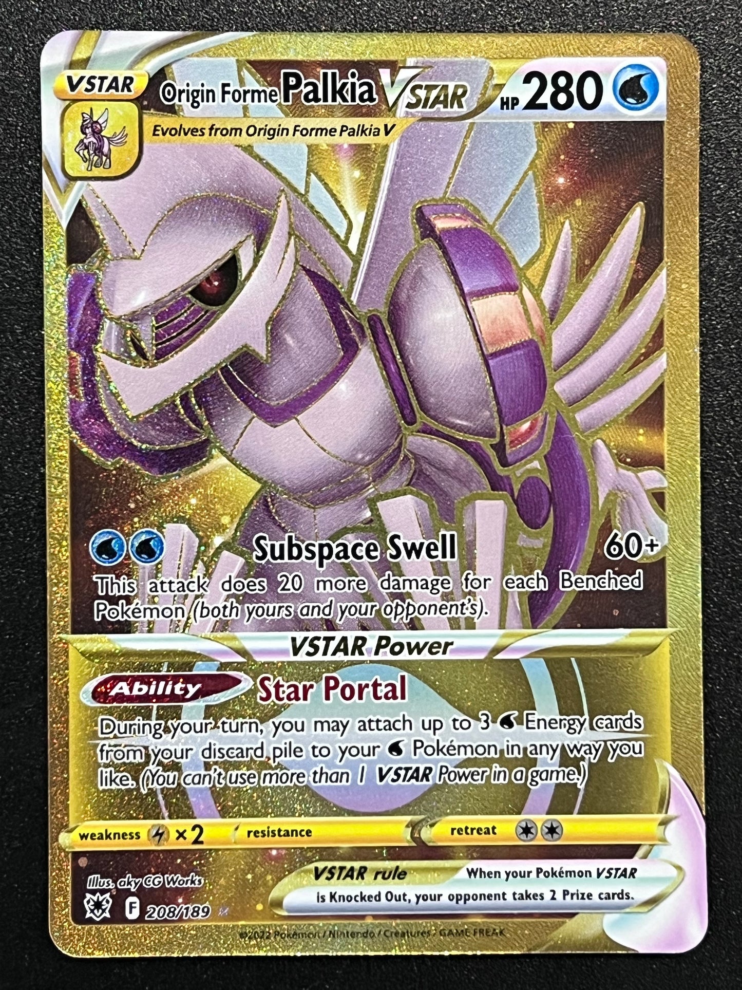 Origin Forme Palkia VStar - 208/189 Astral Radiance Rare Secret Gold Holo
