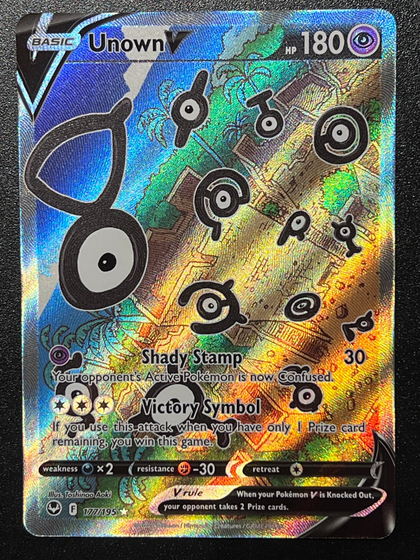 Unown V 177/195- Silver Tempest - Full Art - Pokemon Ultra Rare Card - Holo  Foil