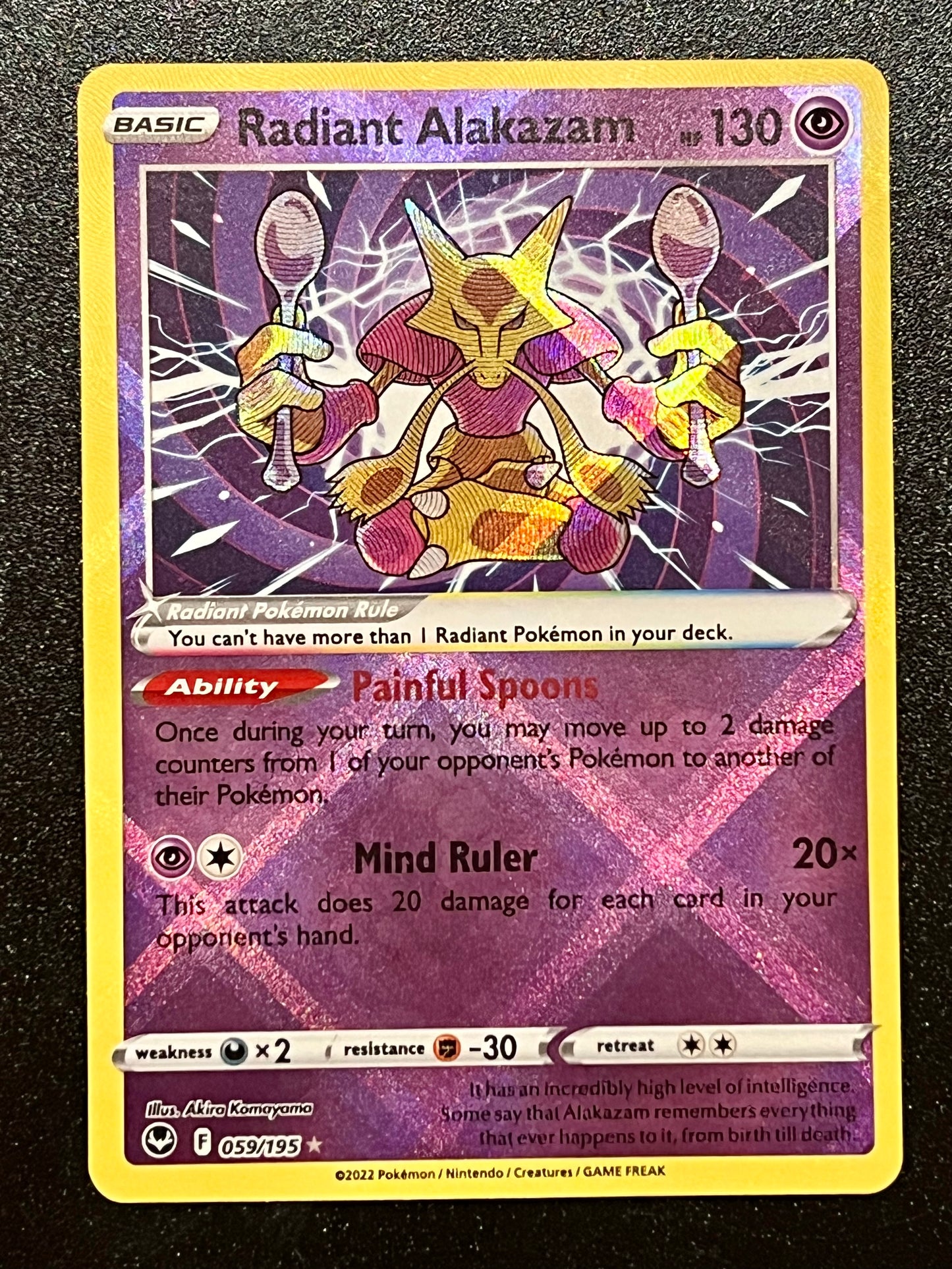 059/195 Radiant Alakazam - Pokémon Silver Tempest Radiant Rare