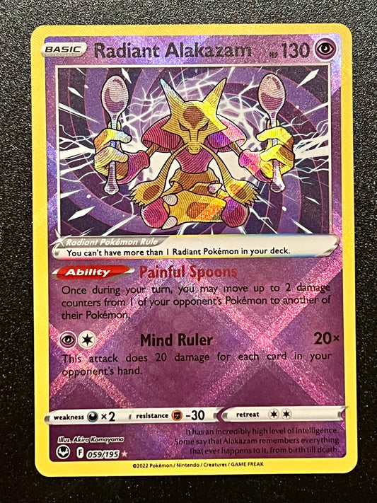 059/195 Radiant Alakazam - Pokémon Silver Tempest Radiant Rare